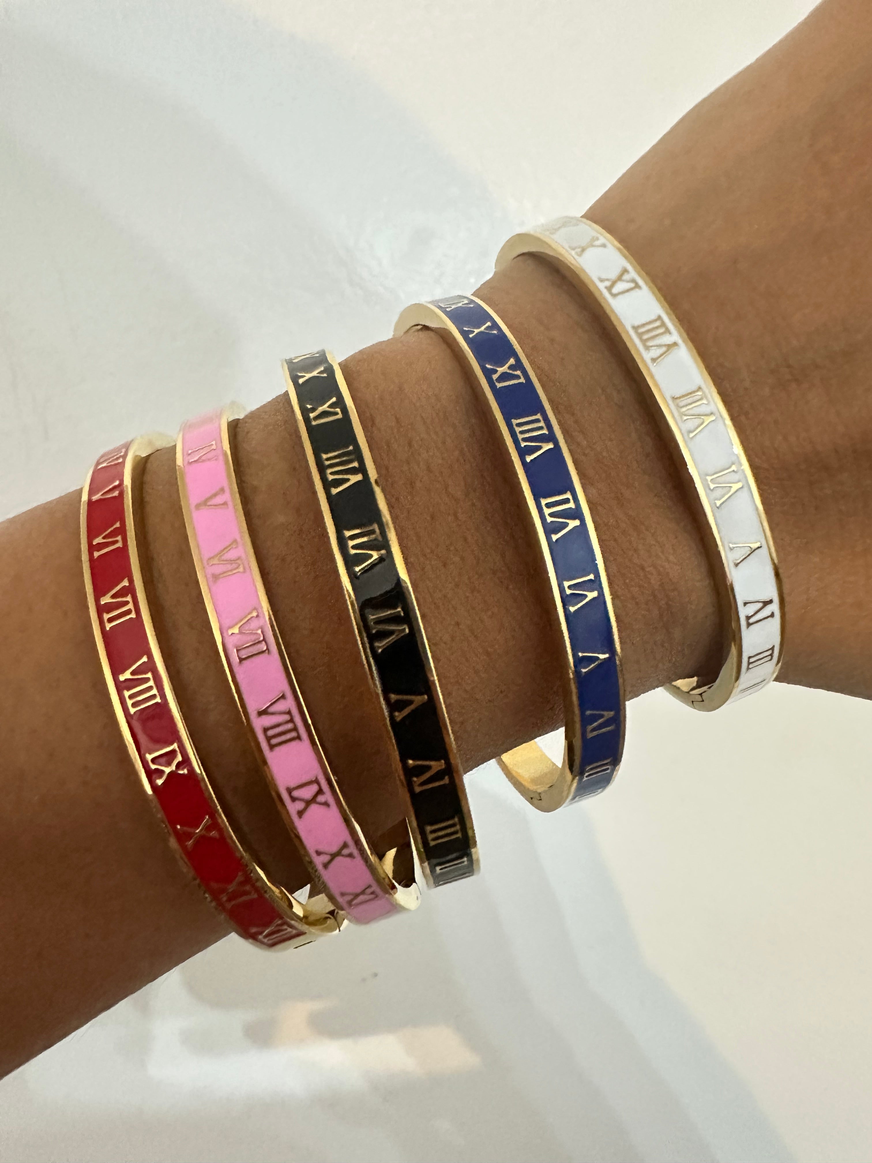 Dainty Roman Numeral Bangle Bracelets