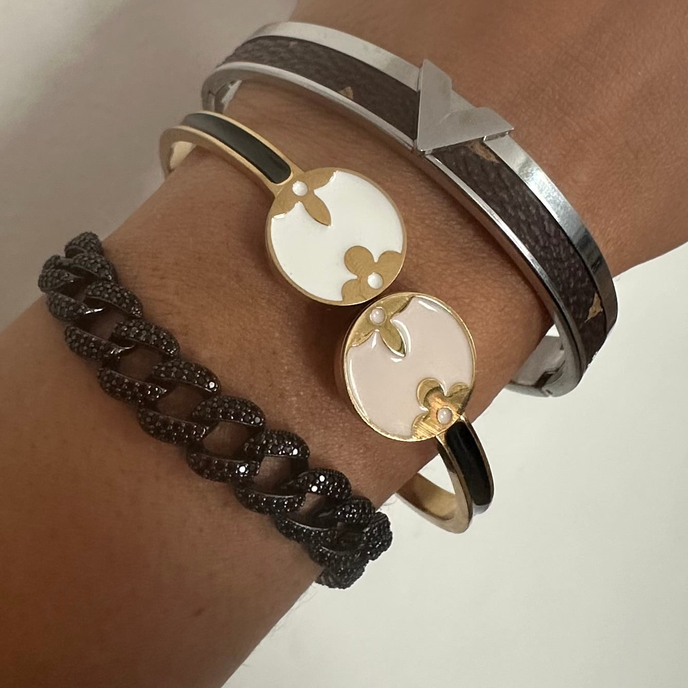 Black Cuban Bangle Set