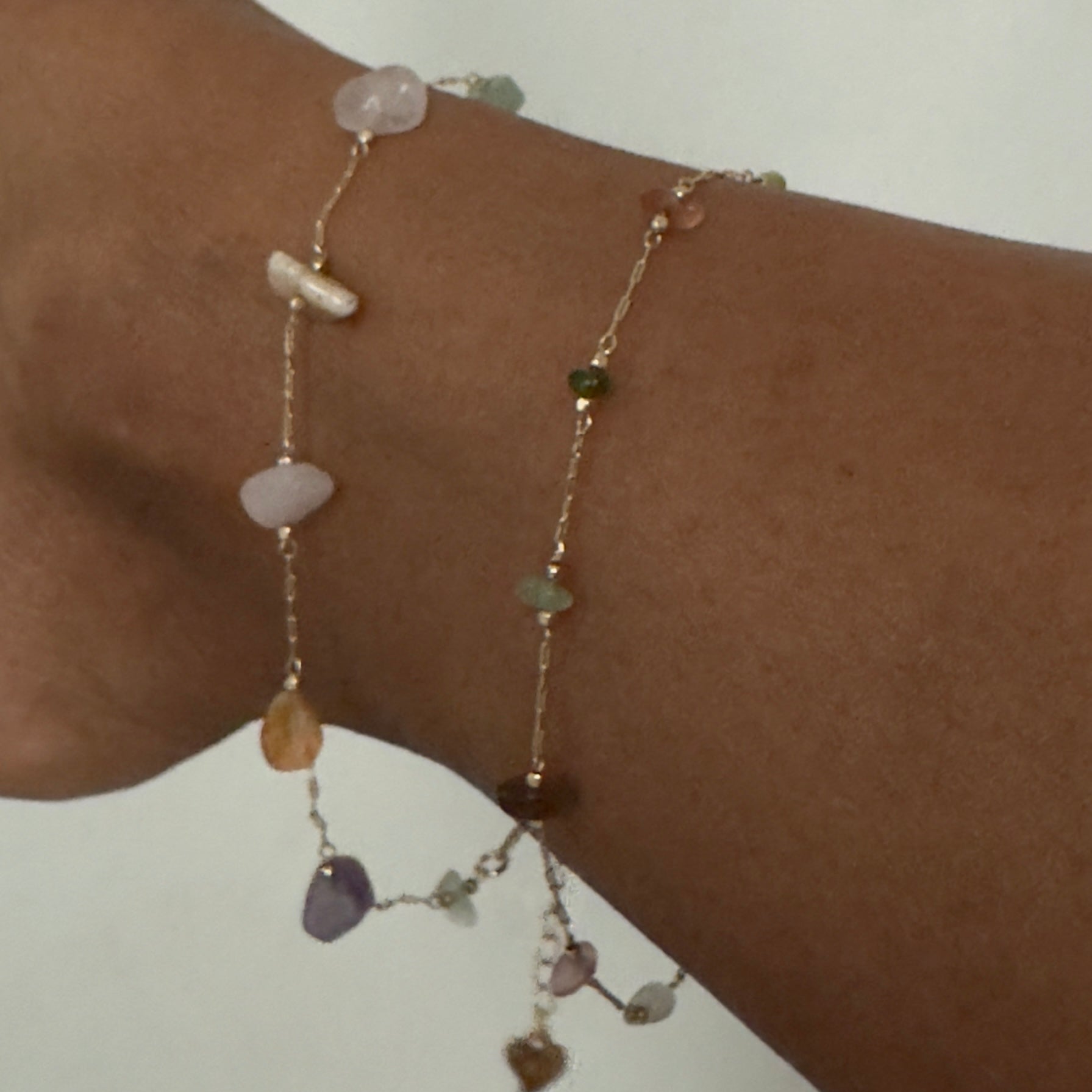 Quartz stone charm anklet