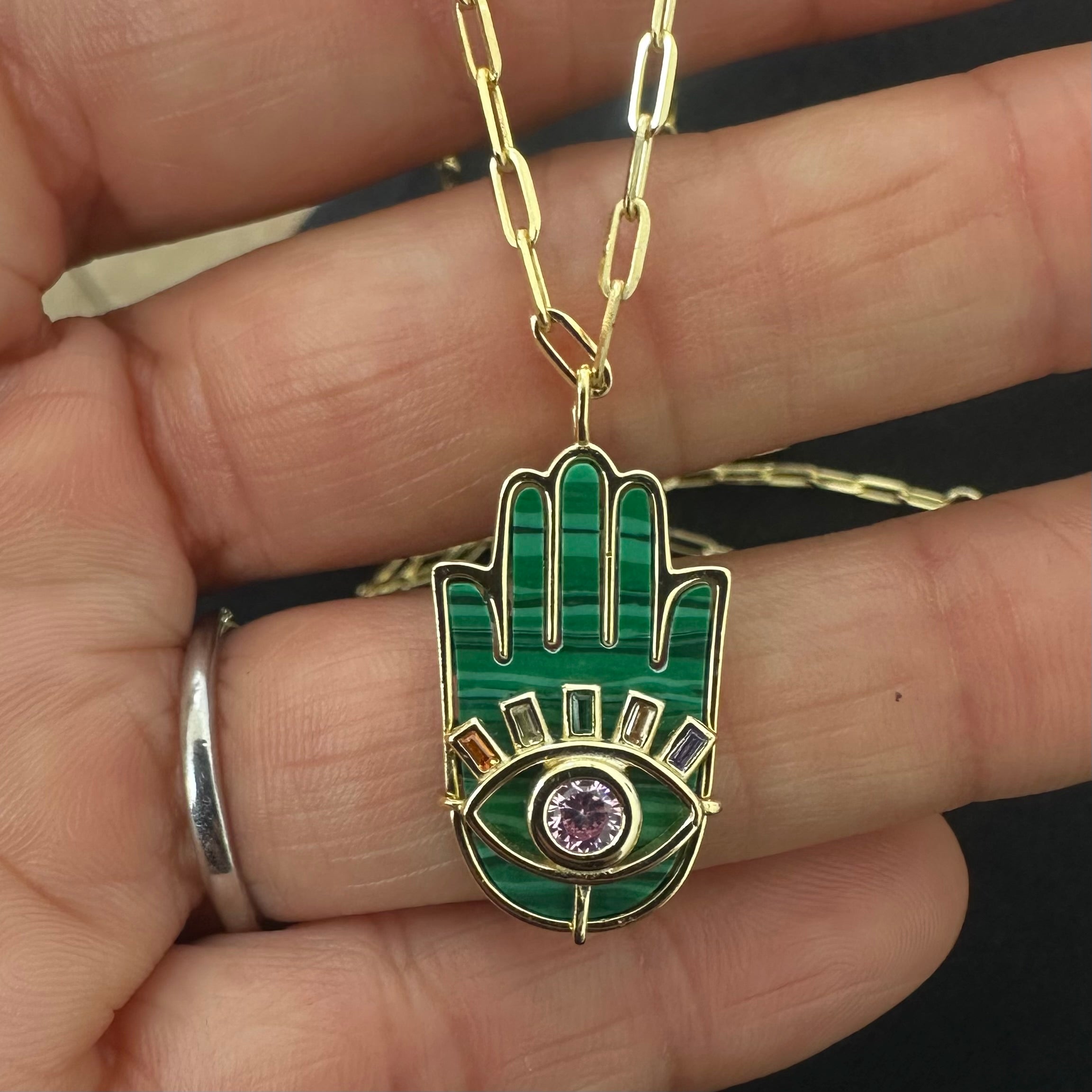 Hamsa Paper Clip Neckalce