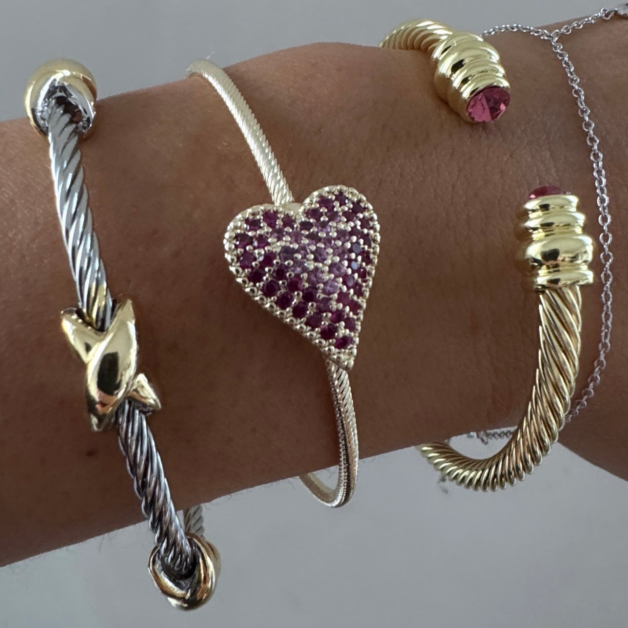 Heart X cable bangle