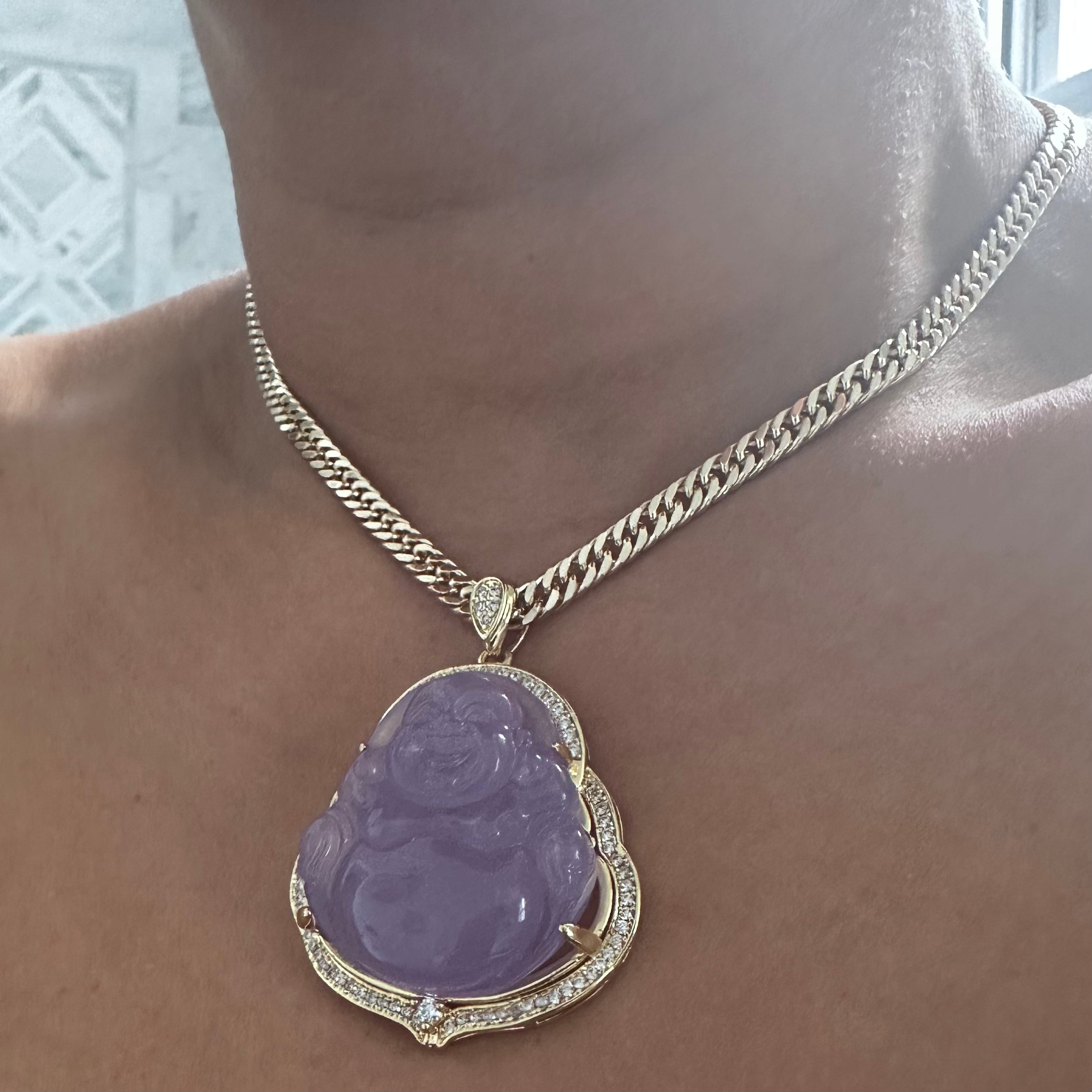 Lavender Oversized Buddah Necklace