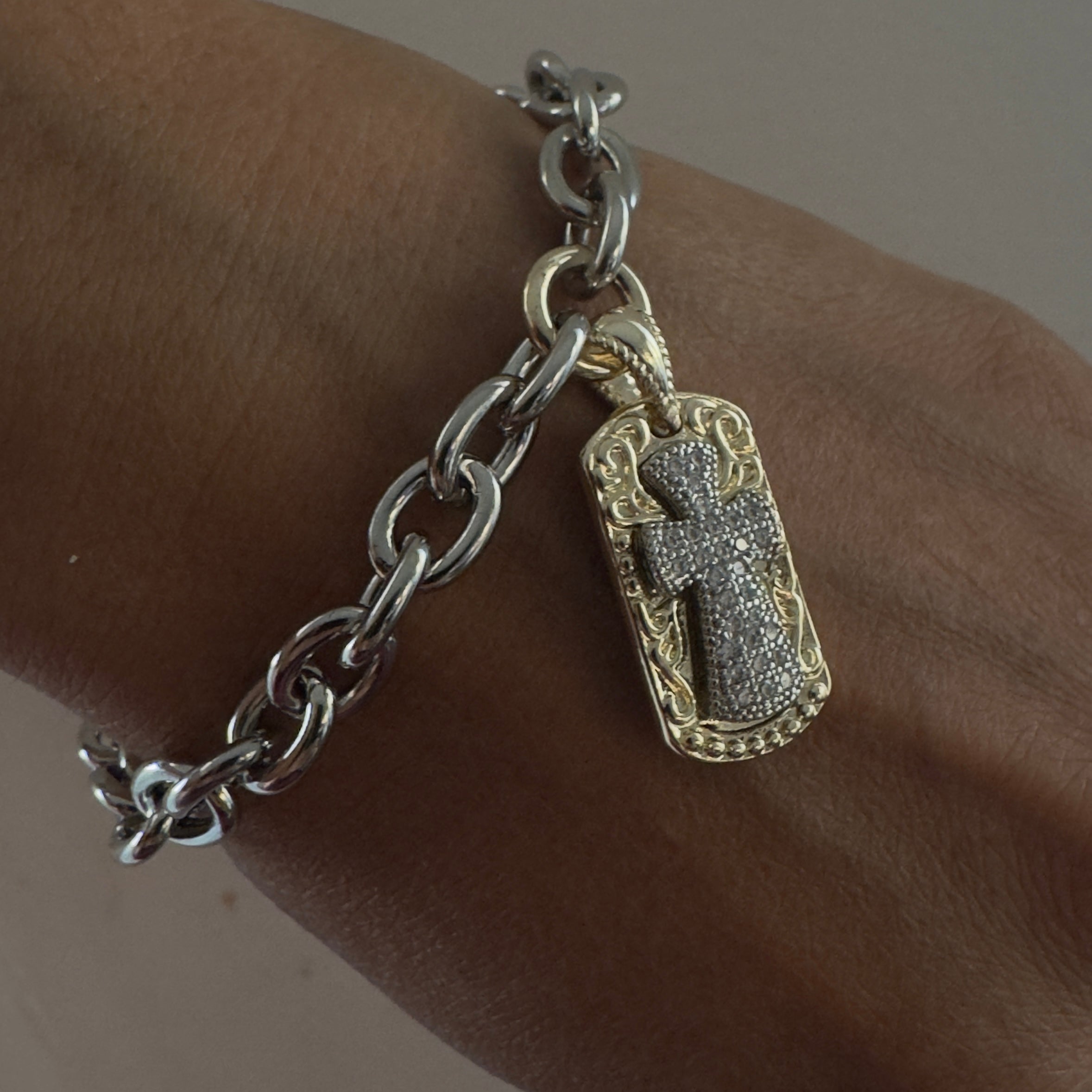 Chunky Cross Charm Bracelet