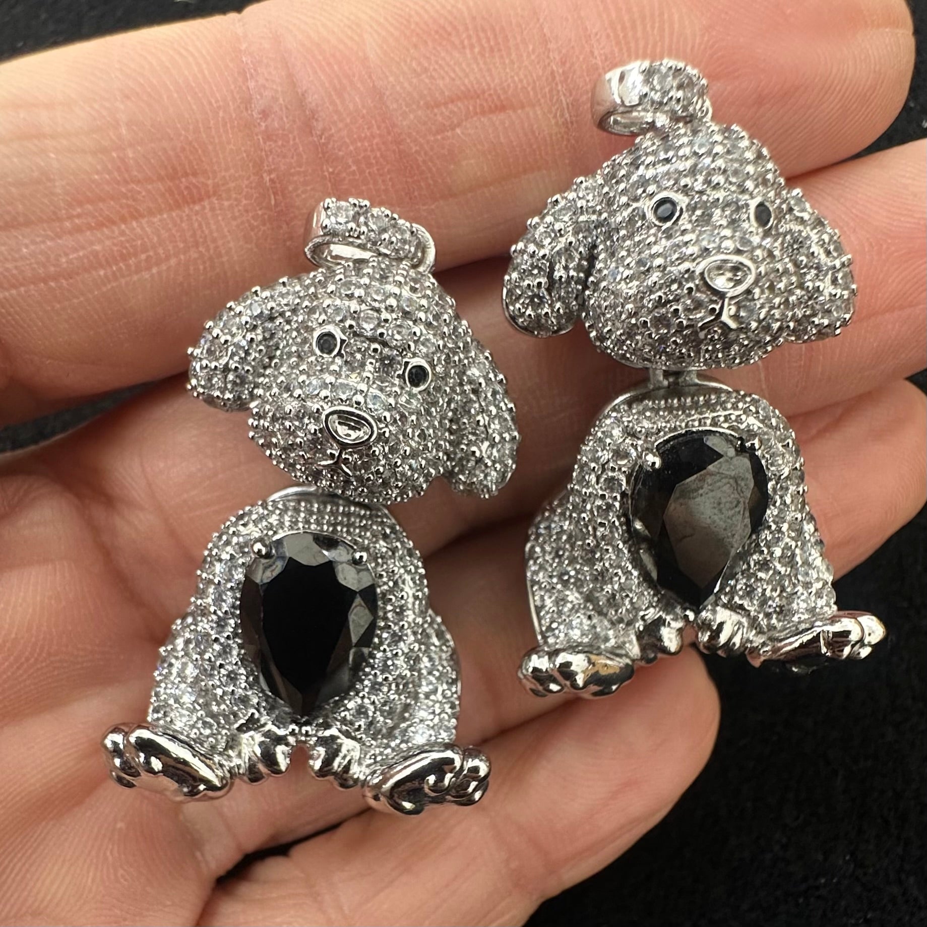 Silver Opal Dog Pendant