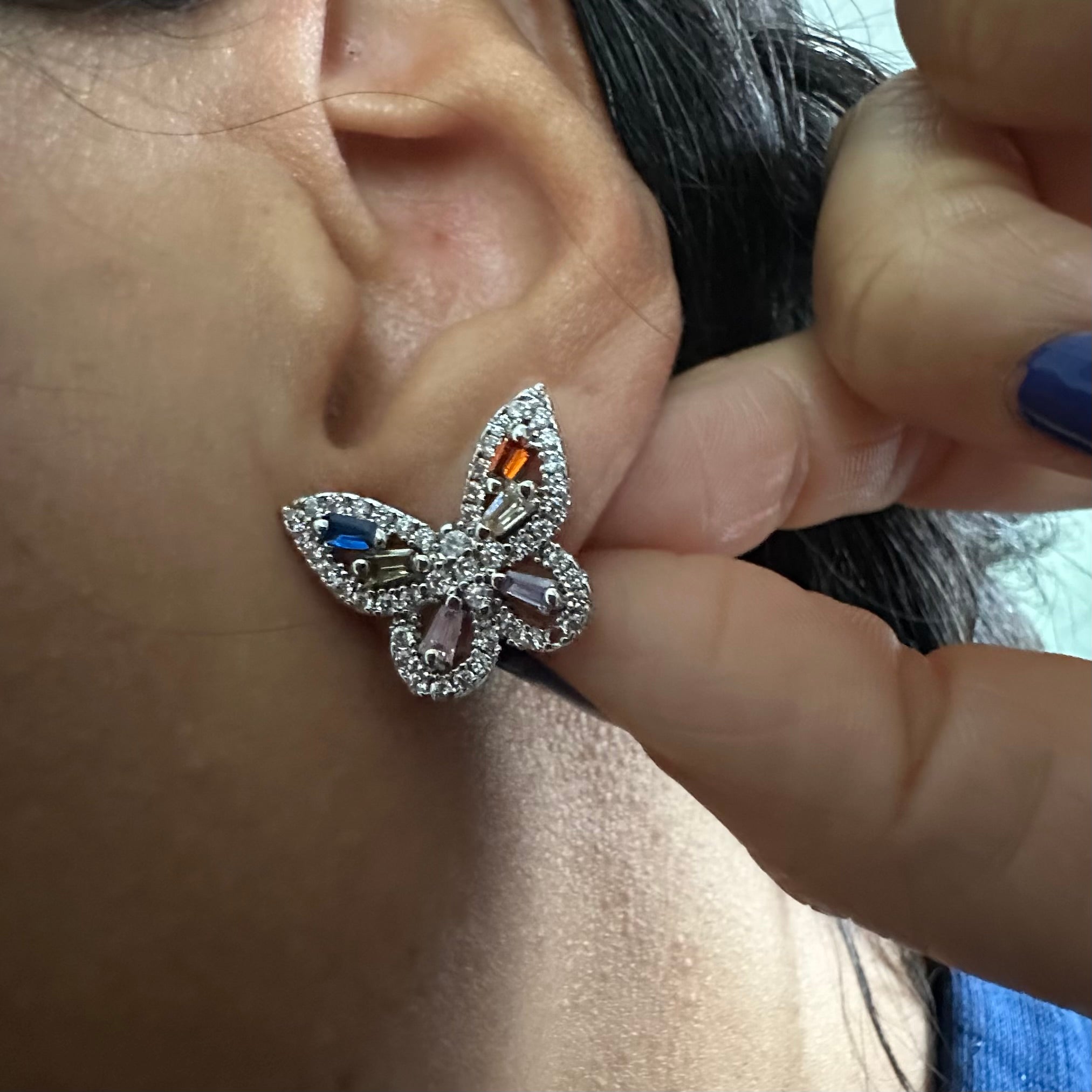 Baguette Butterfly Studs