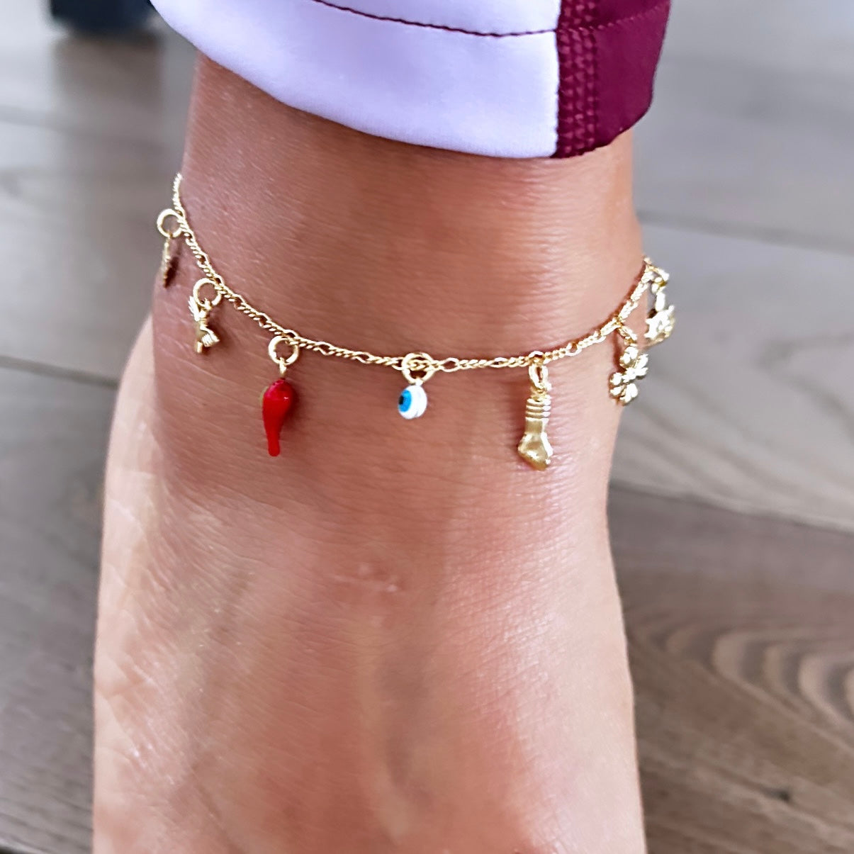 Micro Good Fortune Charm Anklet