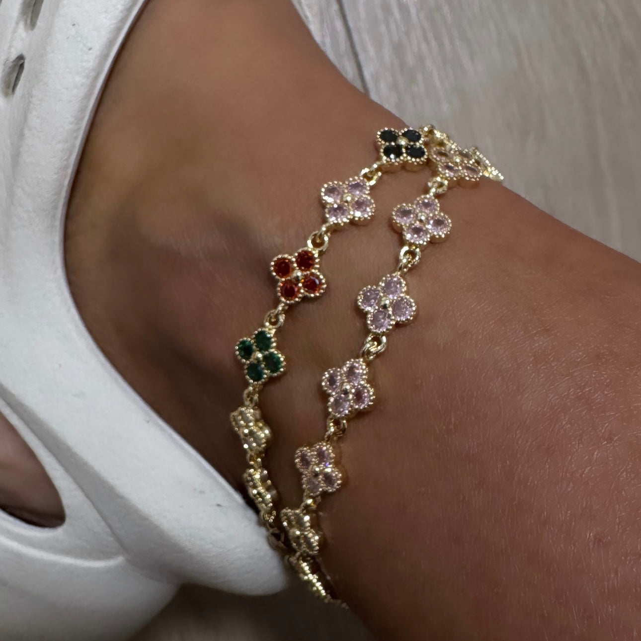 Clover & Crystal Anklet