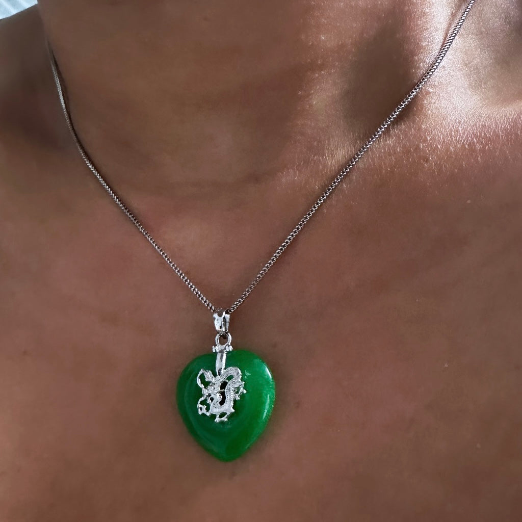 Jade Heart of Dragon Necklace