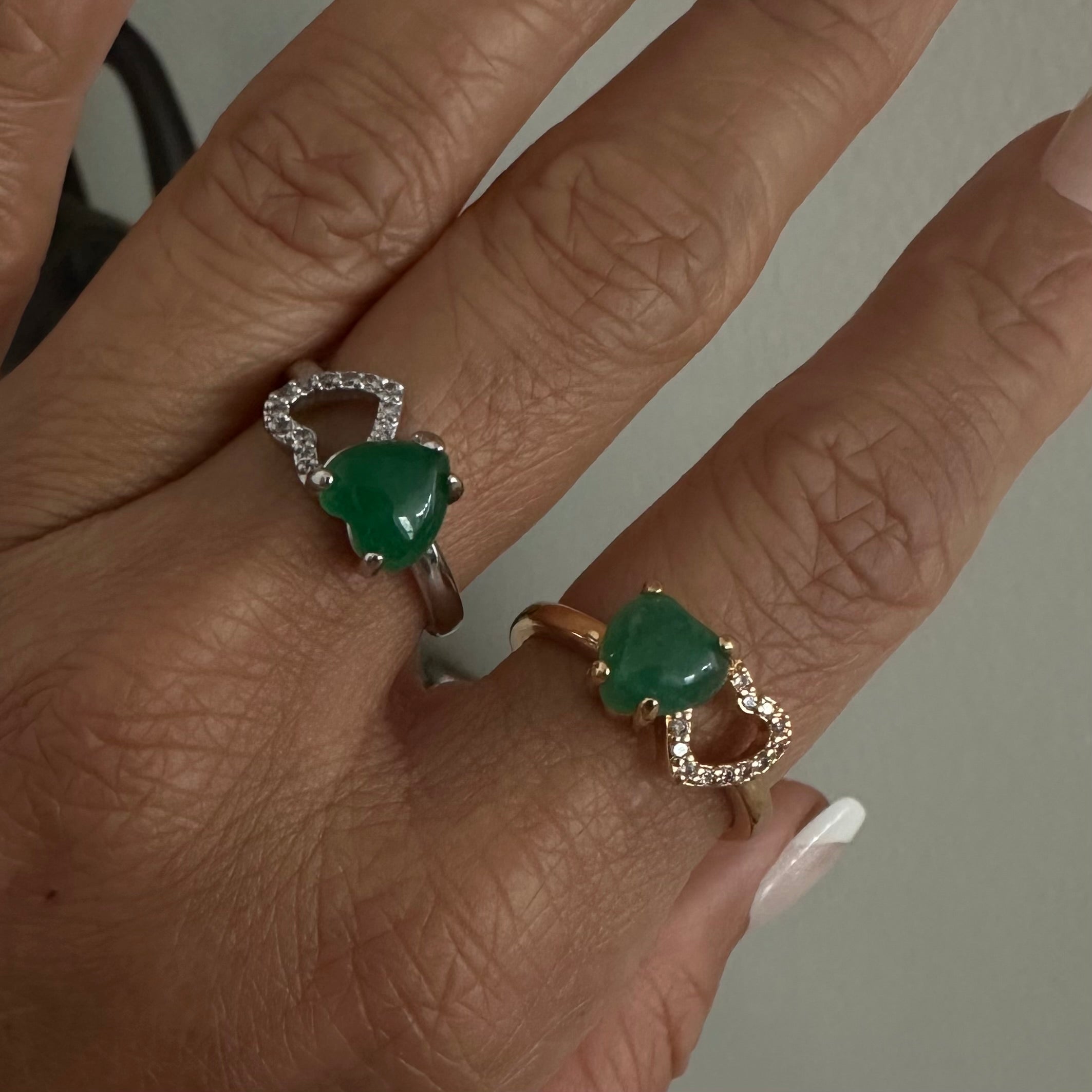 Double Heart Jade Ring