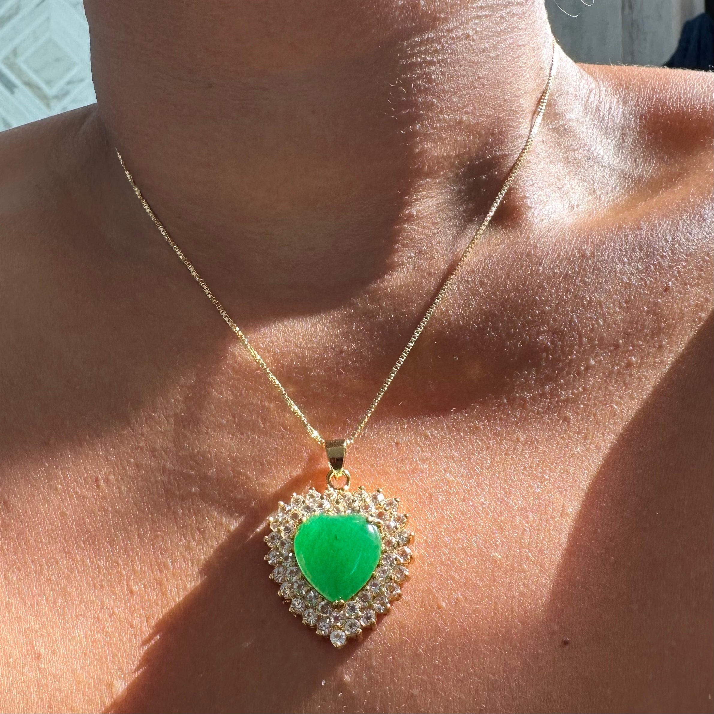 Double Icy Jade Heart Necklace