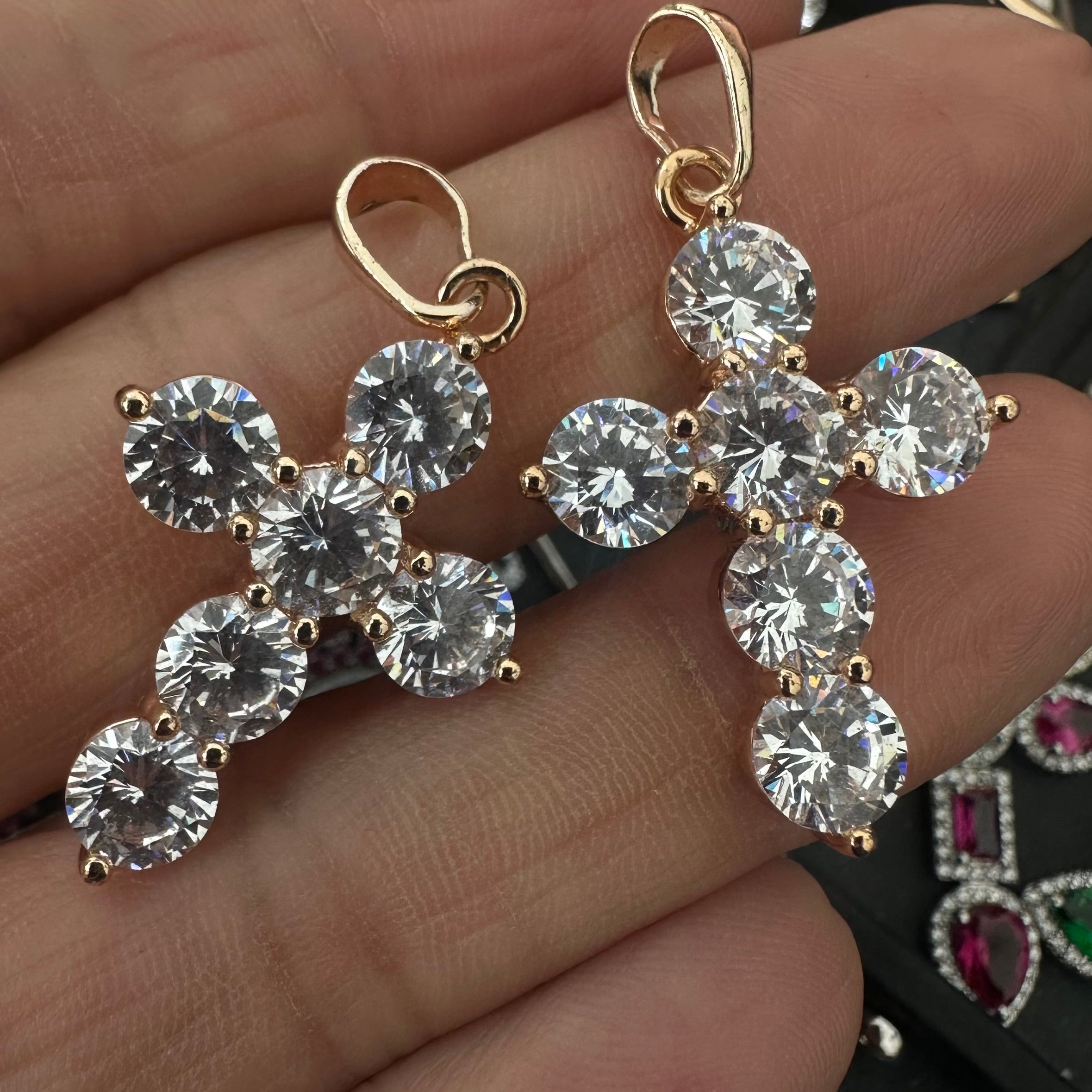 round stone cross pendant