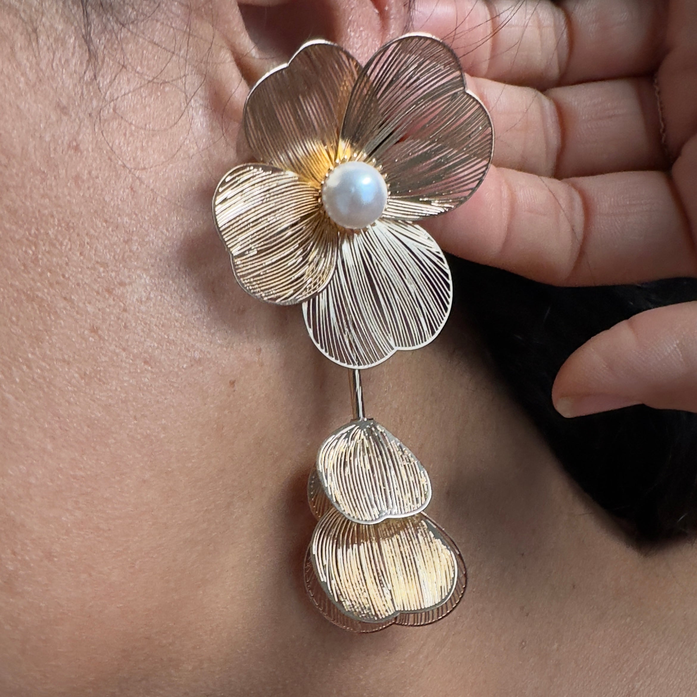 Cascade Pearl Flower Earrings