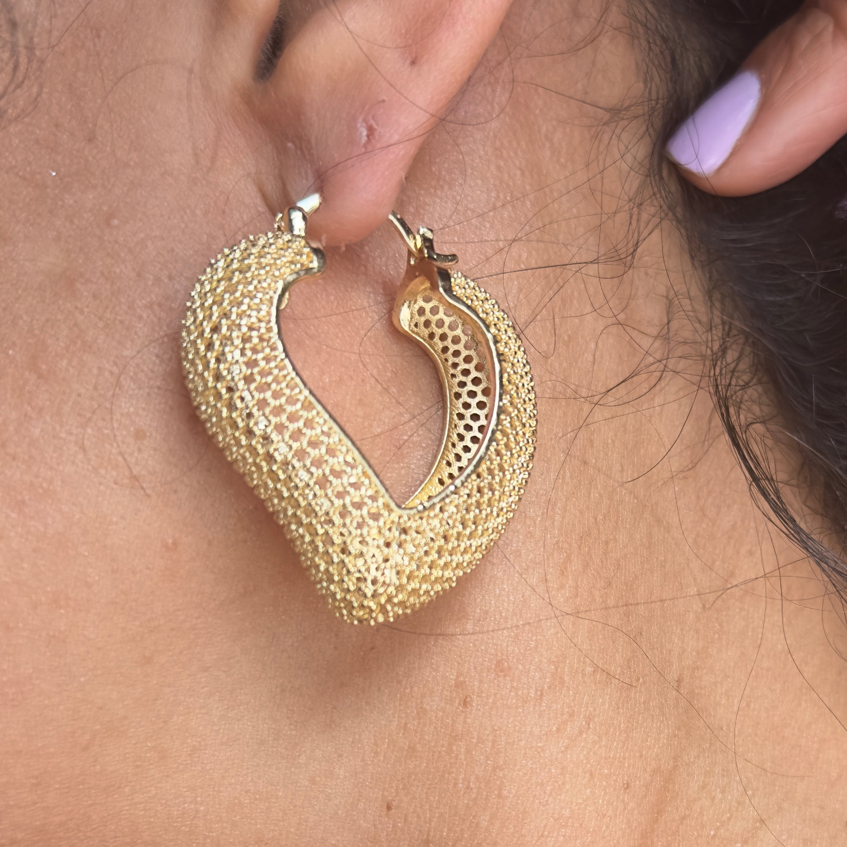 Heart Shape Mesh Hoops