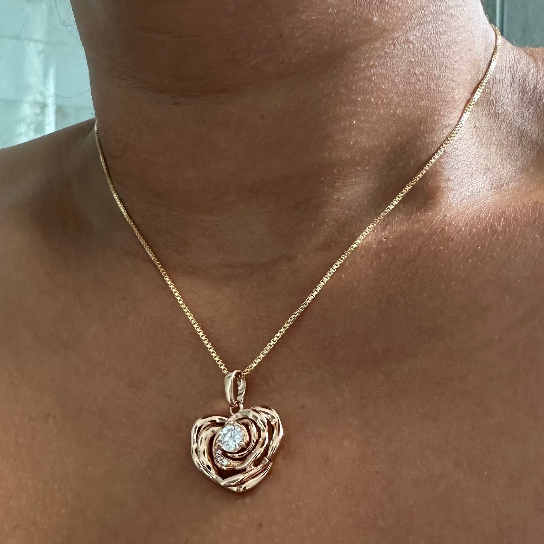 Rose Heart Pendant Necklace