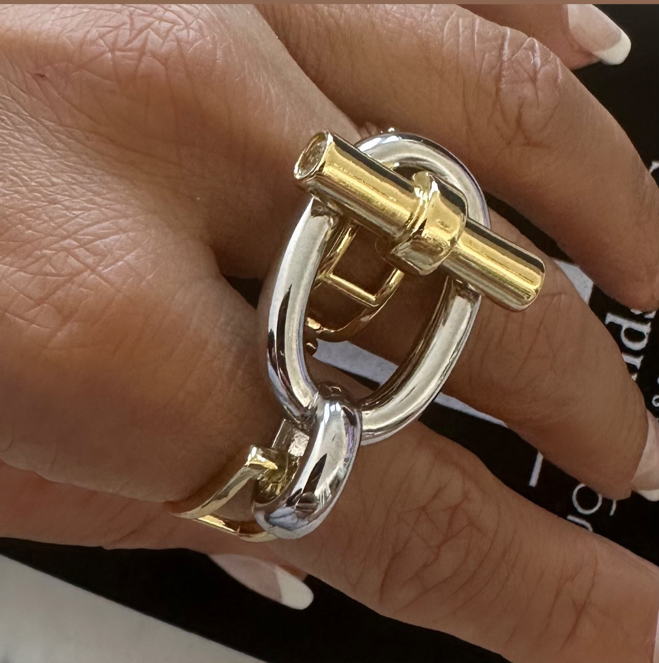 Two Tone 2 Finger Ring