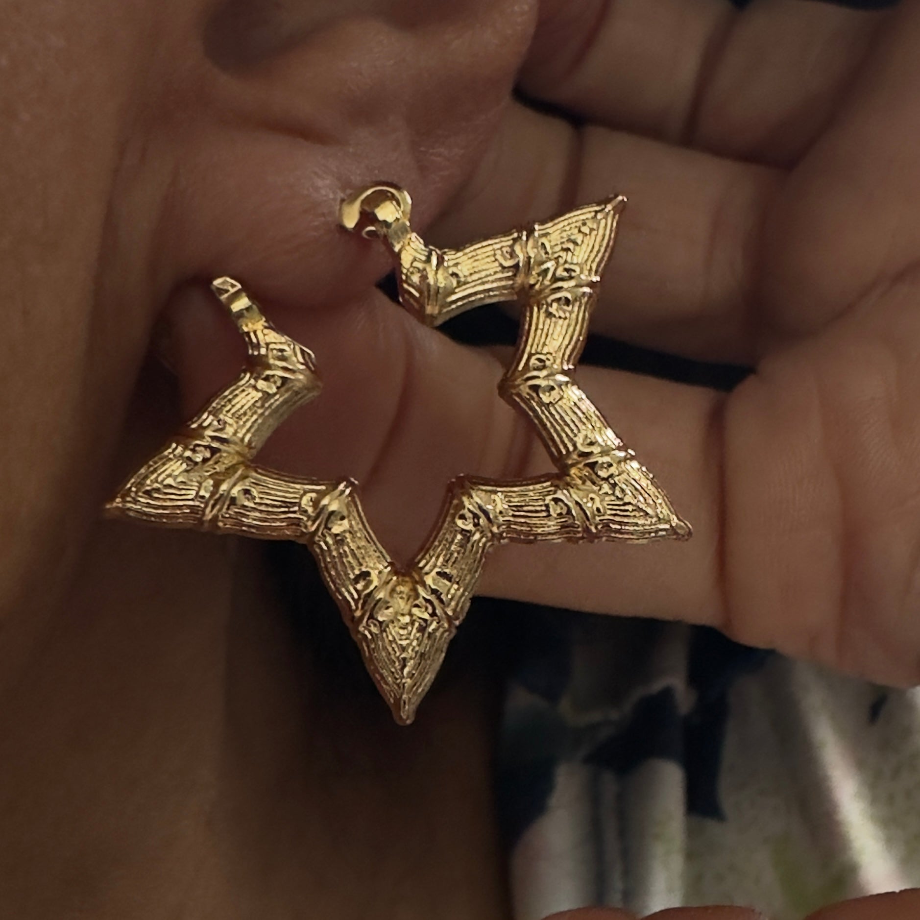 Micro Bamboo Star Earrings