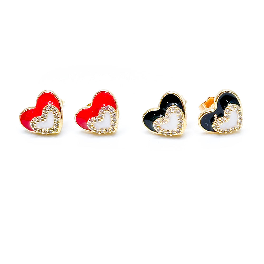 inner heart stud earrings