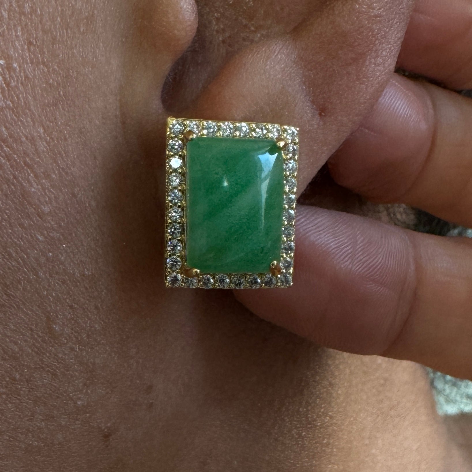 Oversized Square Jade Studs