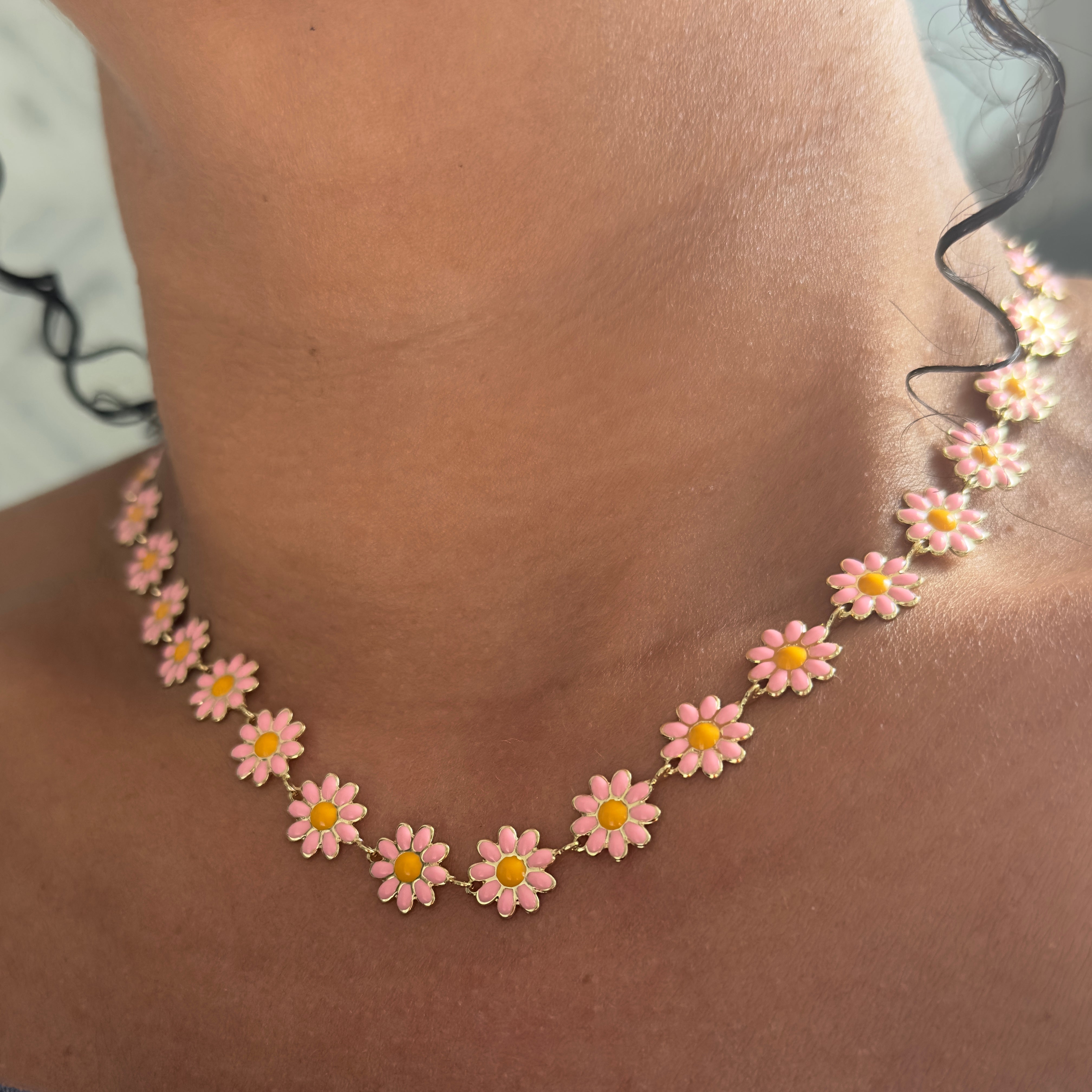 Pink blossom link chain