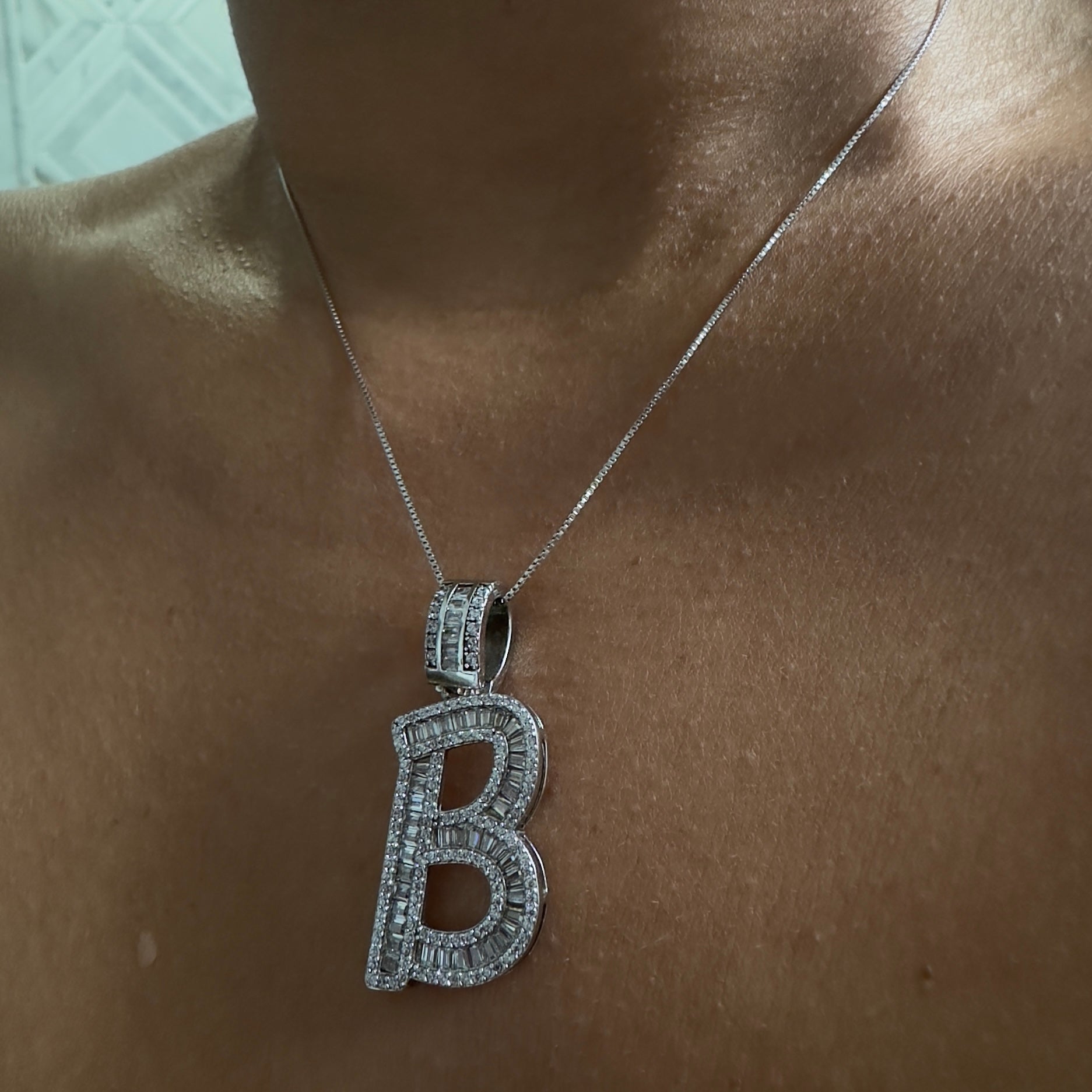 Baguette Icy Initial Pendant