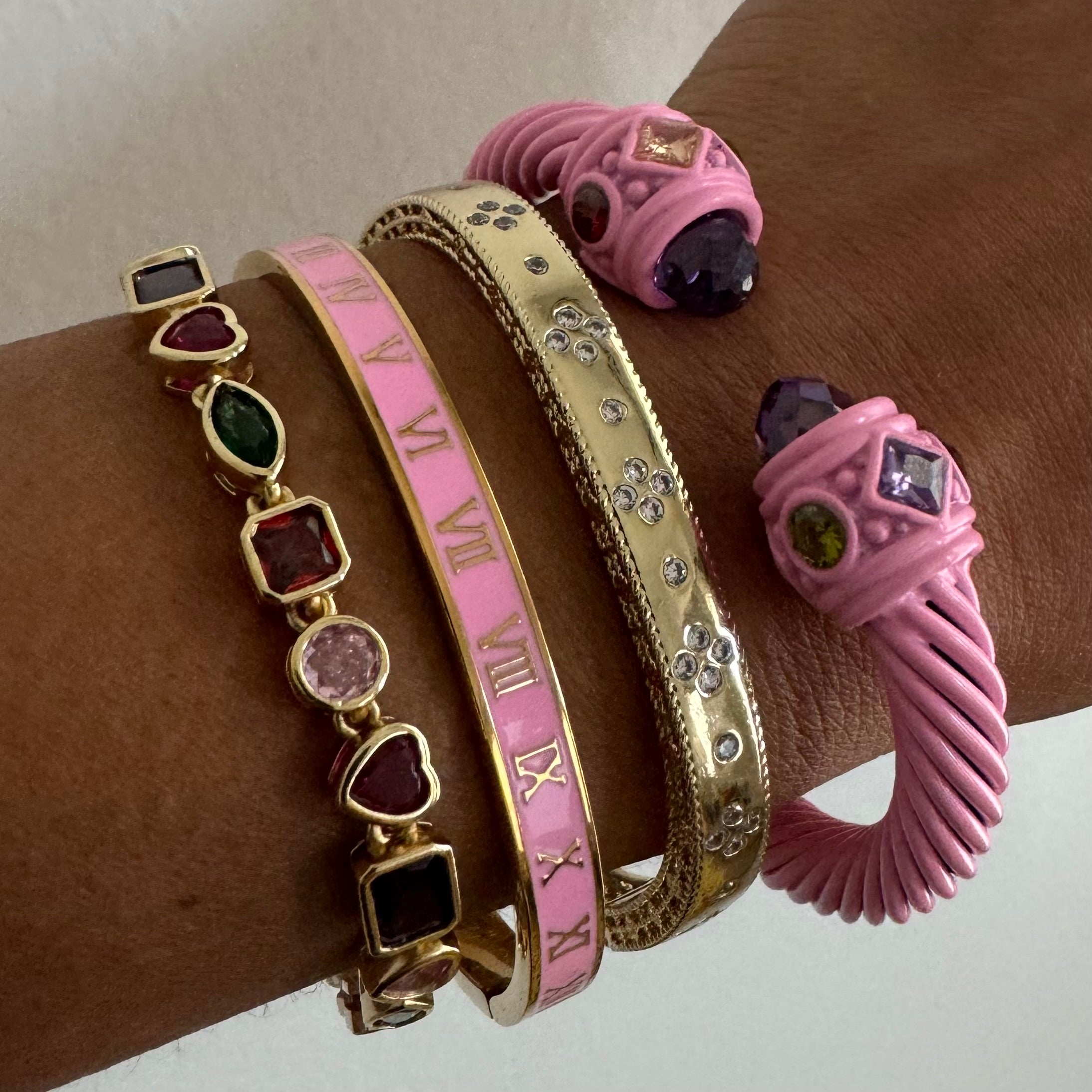 Pink Cable Bangle Set