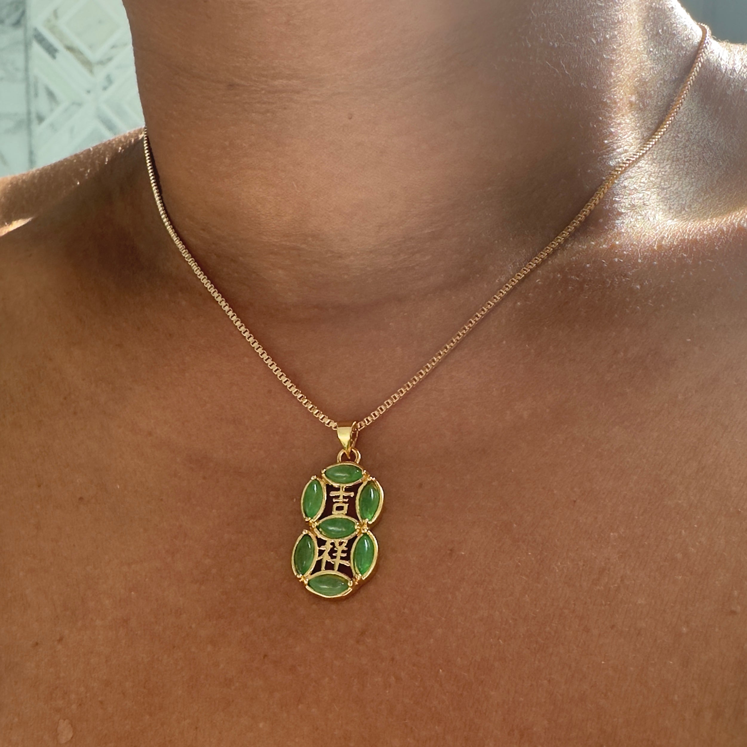 Jade Peace & Prosperty Symbol Necklace