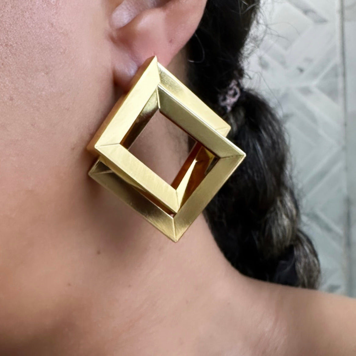 24K Square Dimensions Earrings