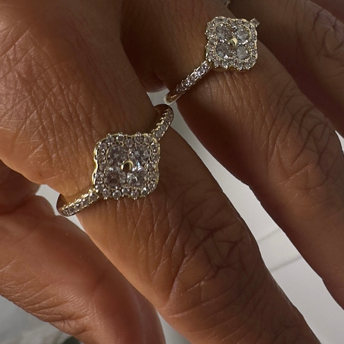 Dainty Ice Clover Ring