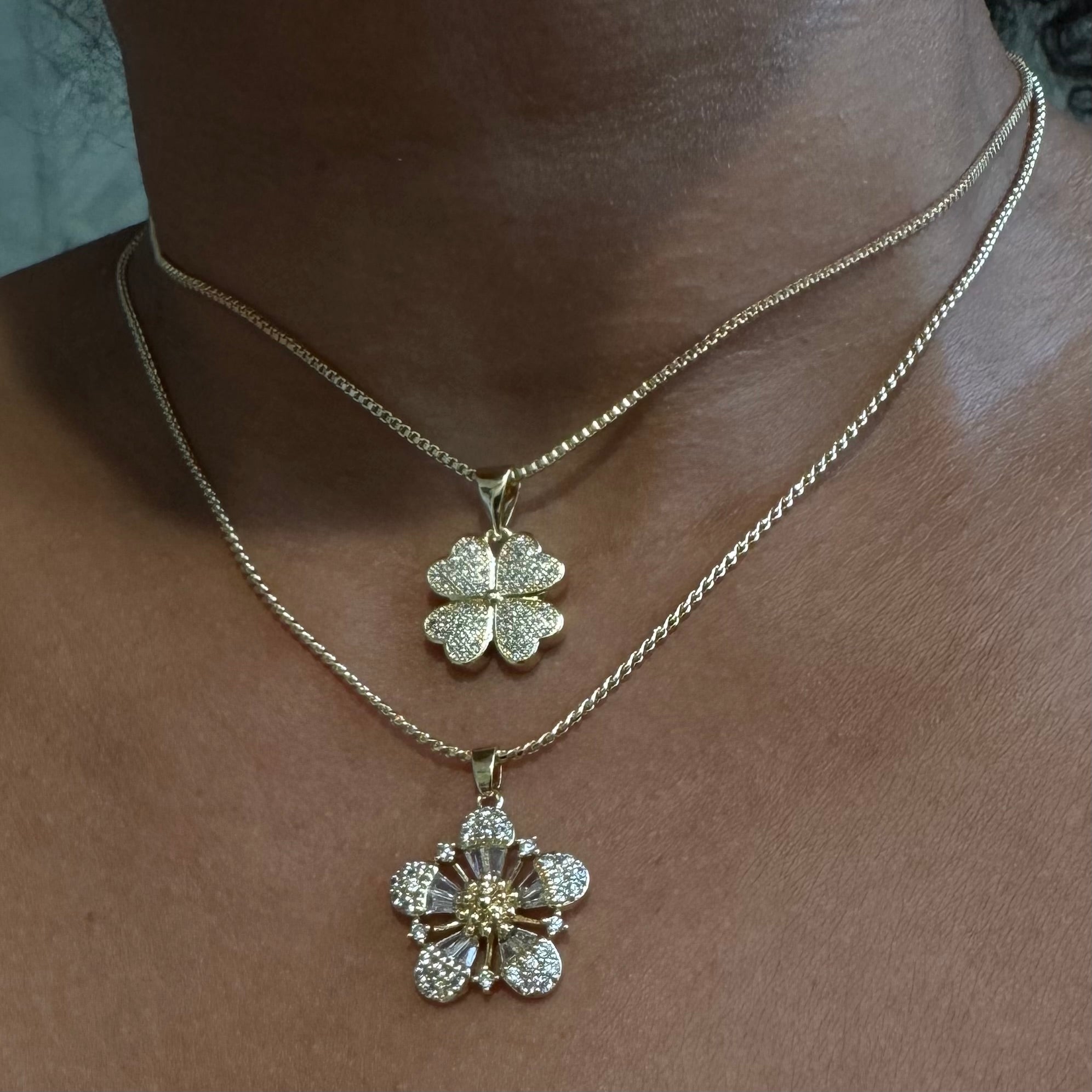 Clover Flower Baguette Pendants