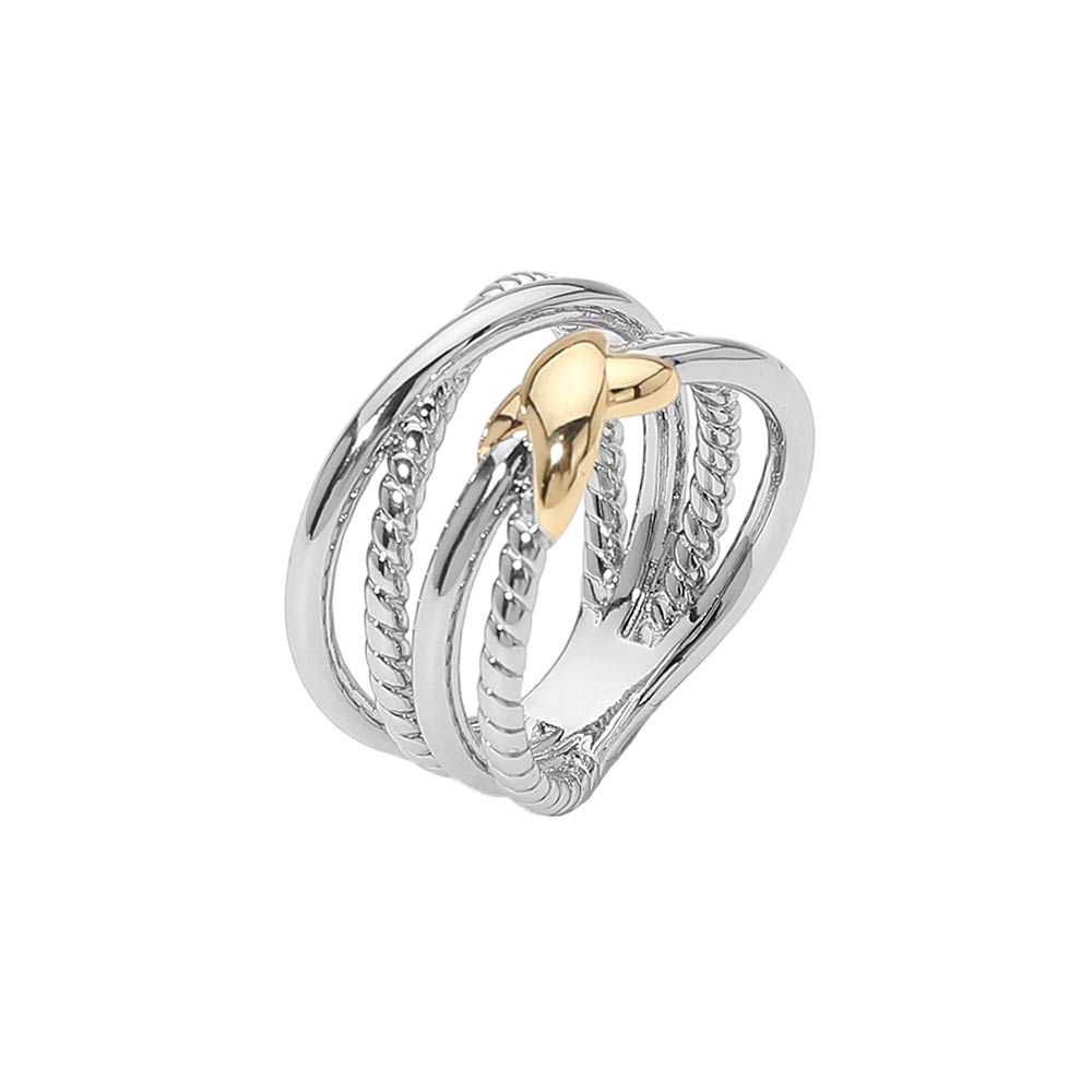 Paved Crisscross Pointed Ring