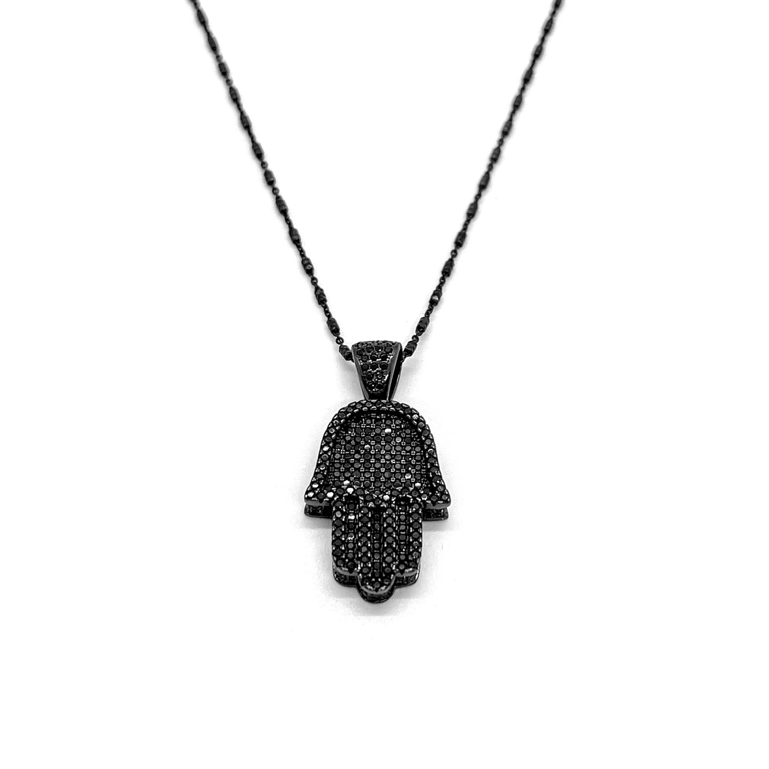 Black Hamsa Pendant Necklace