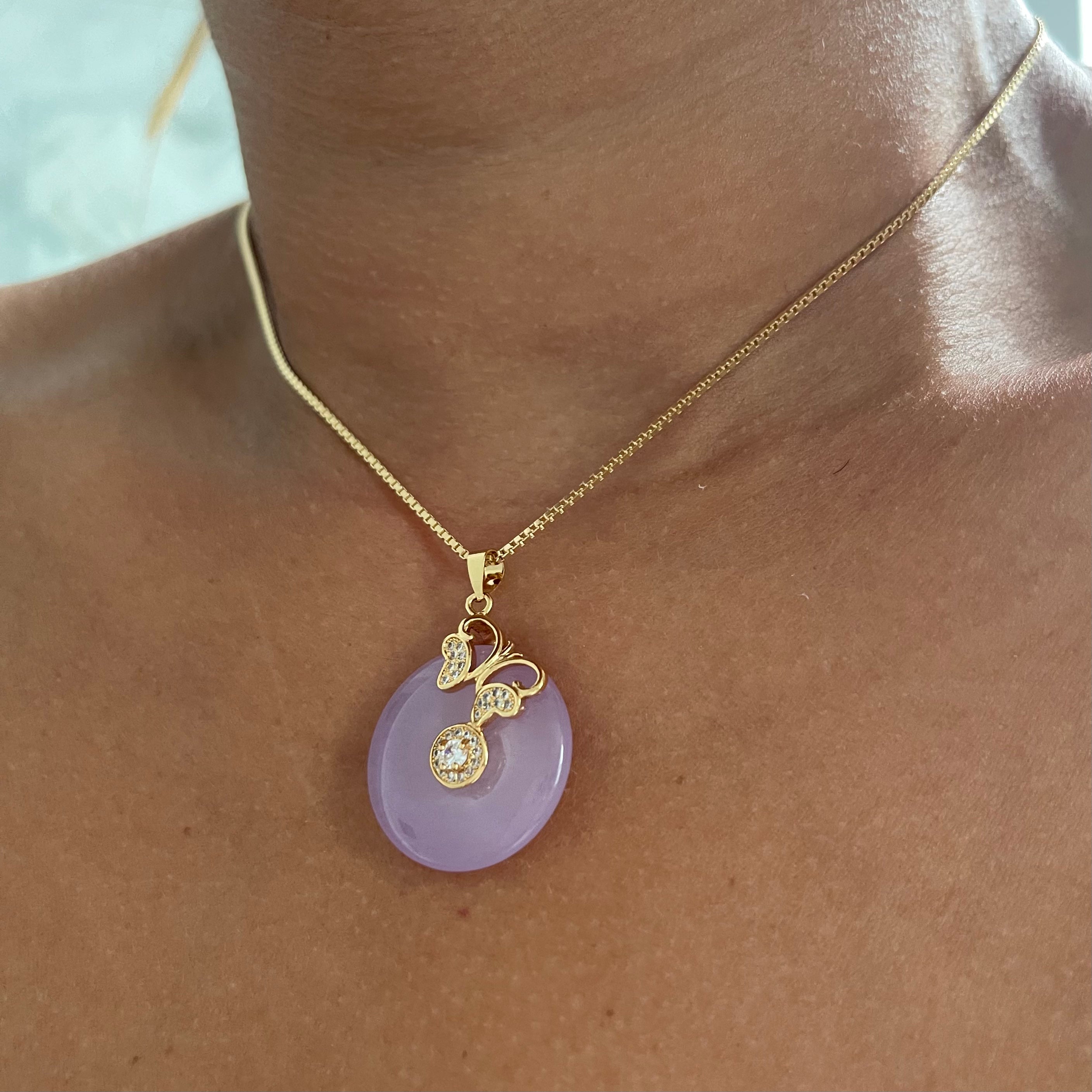 Lavender Butterfly Happiness Jade Necklace