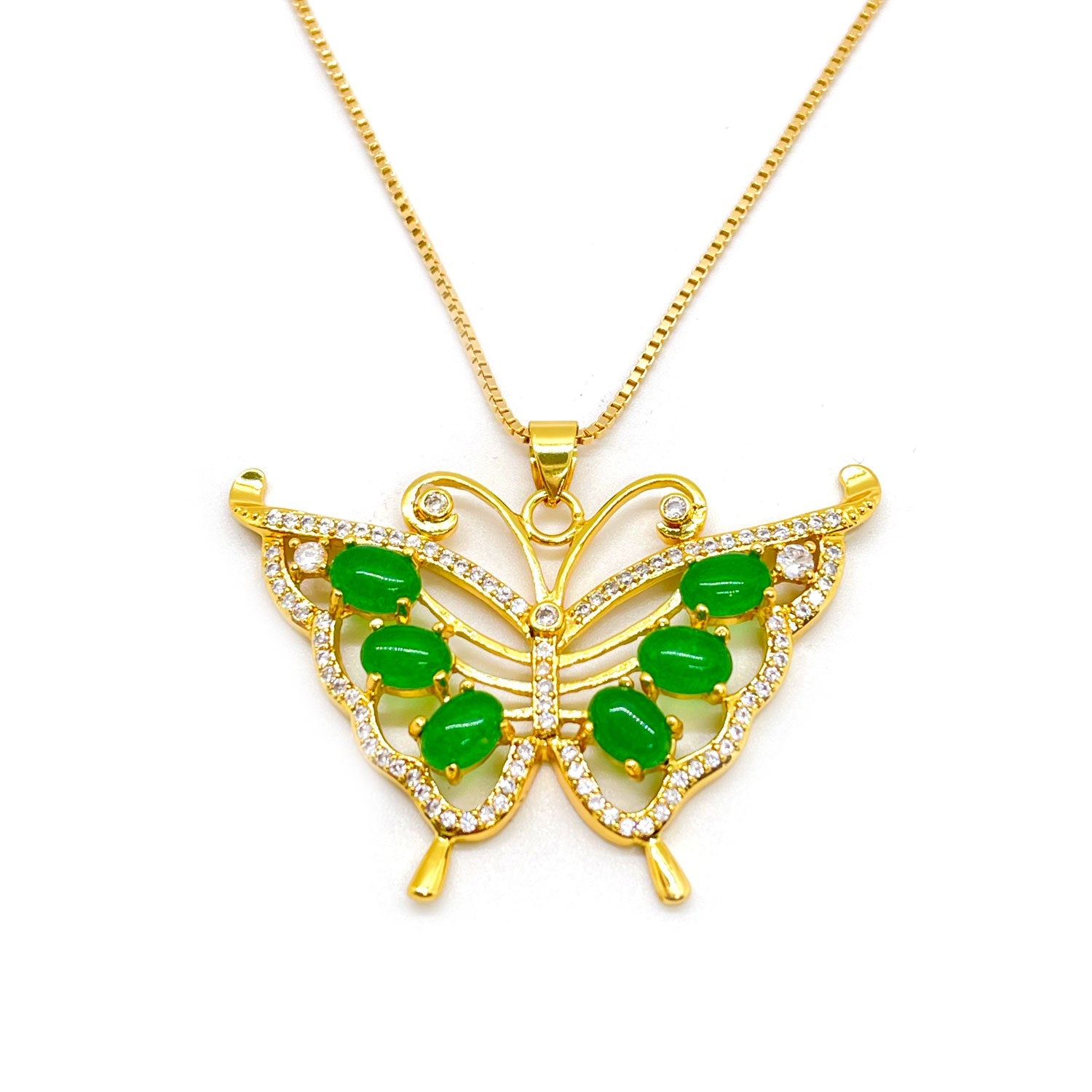 Spread Your Wings Jade Pendant Necklace