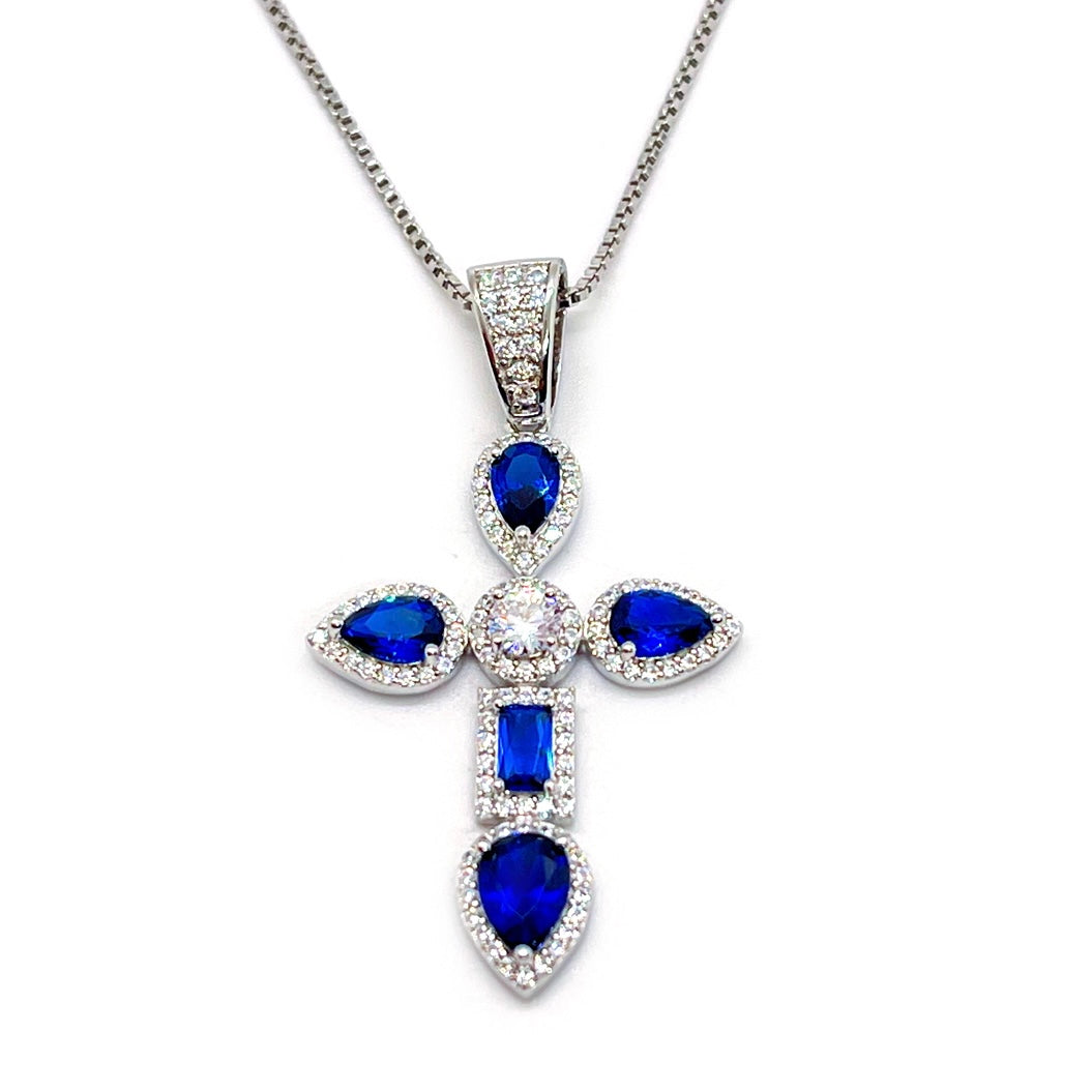 Saphire Enchanting Cross Necklace