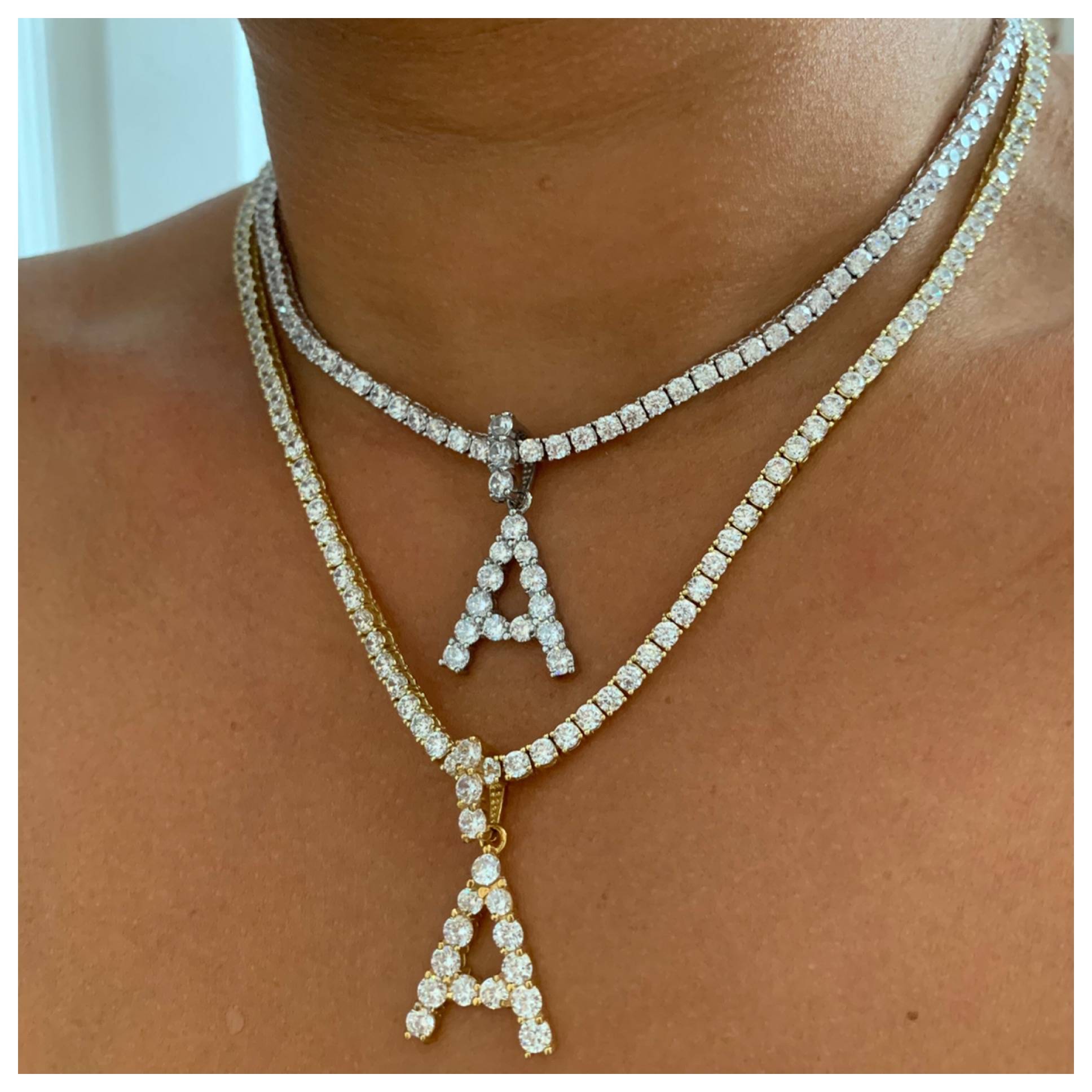 Tennis Initial Necklace (includes charm and necklace)
