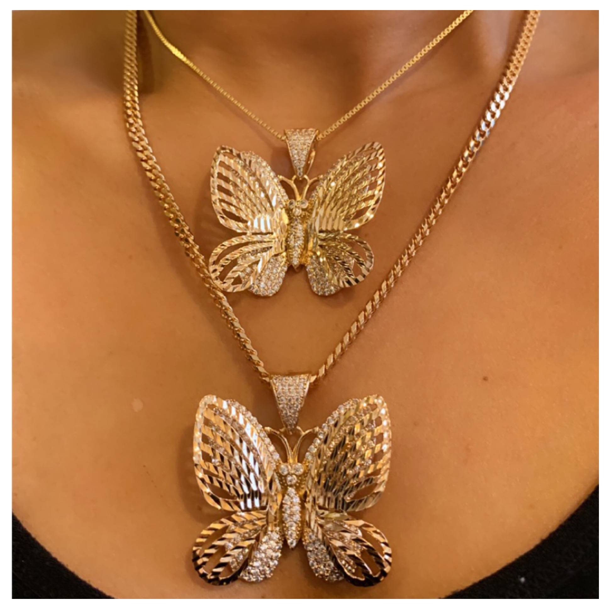 stencil Butterfly Pendant  (Tarnish-Free) Gold Filled