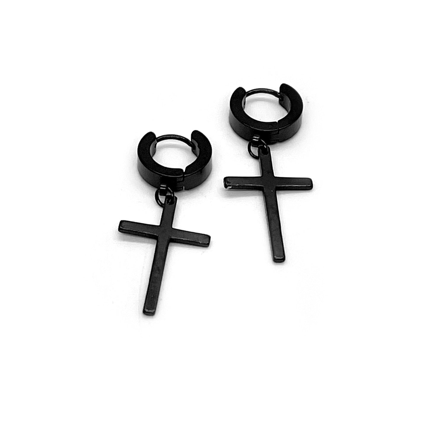 Huggie Cross Drop Earrings