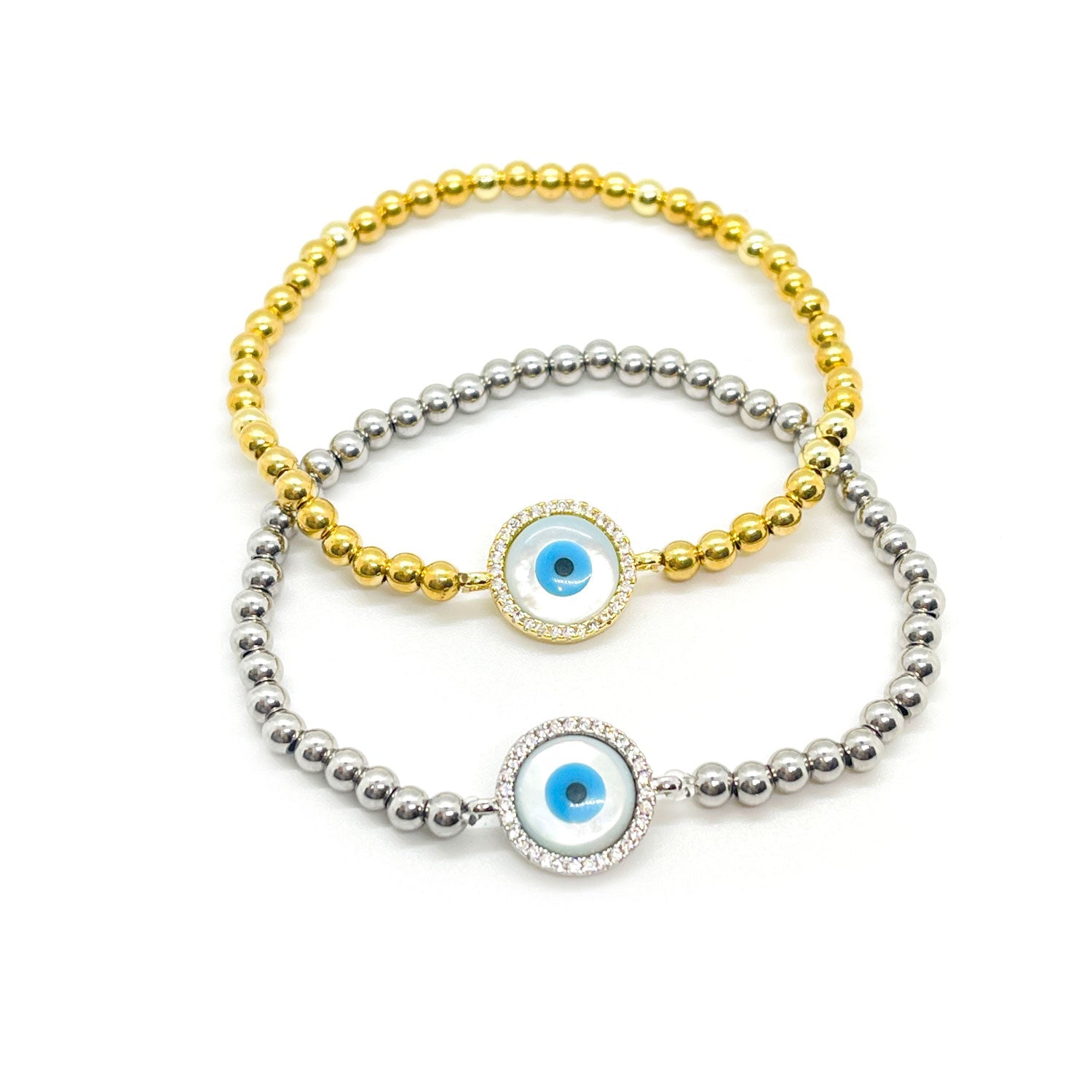 Dainty Circular Eye Charm Beads Bracelet