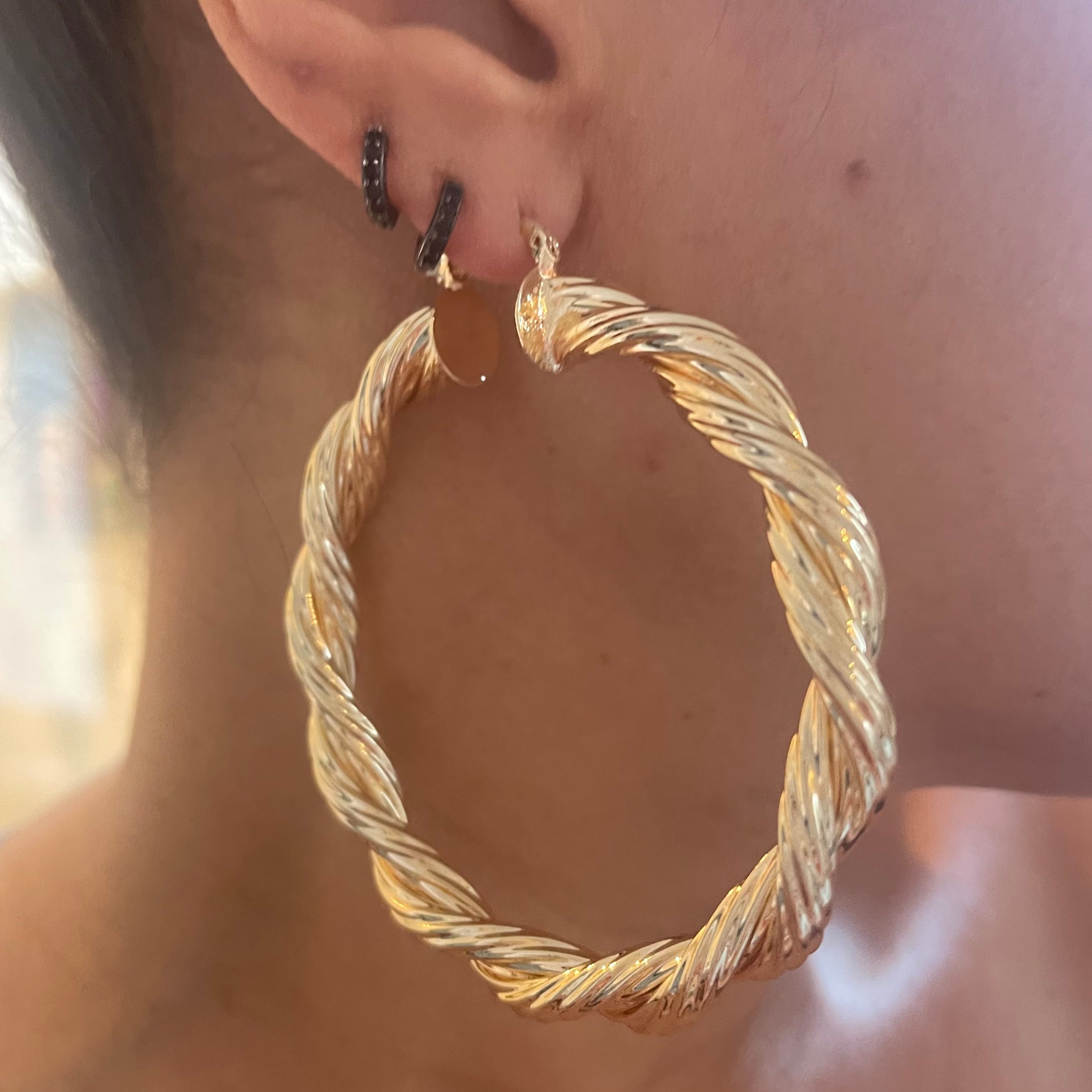 chunky thick twisted hoop earrings