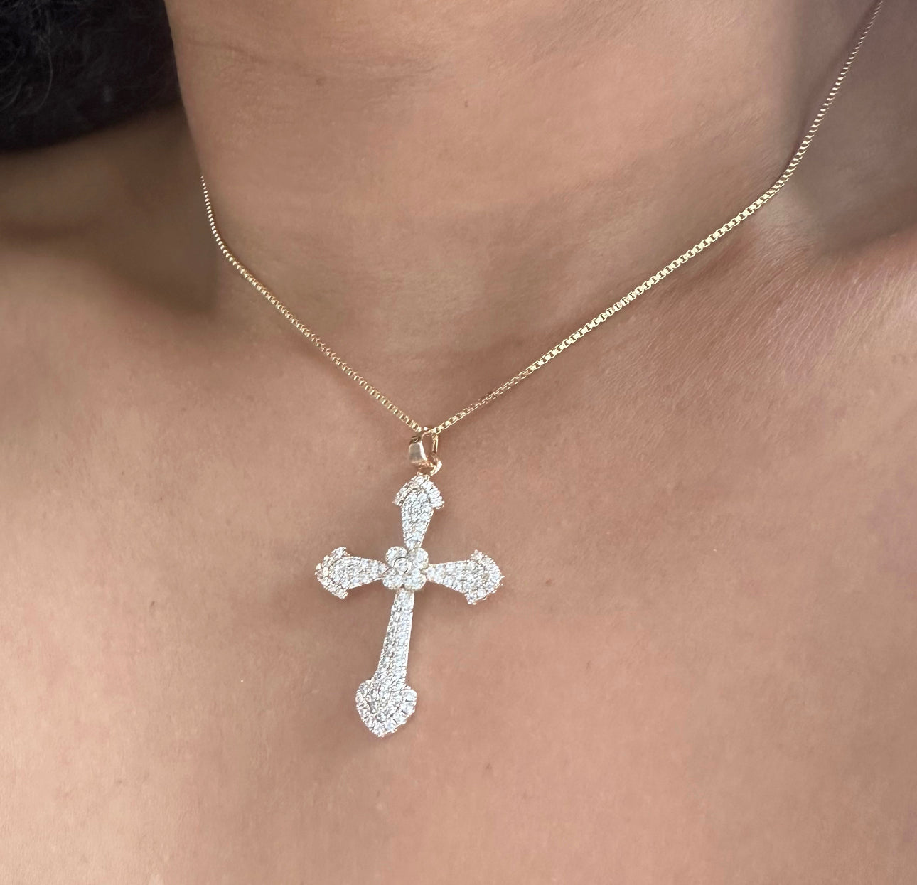 studded cross necklace