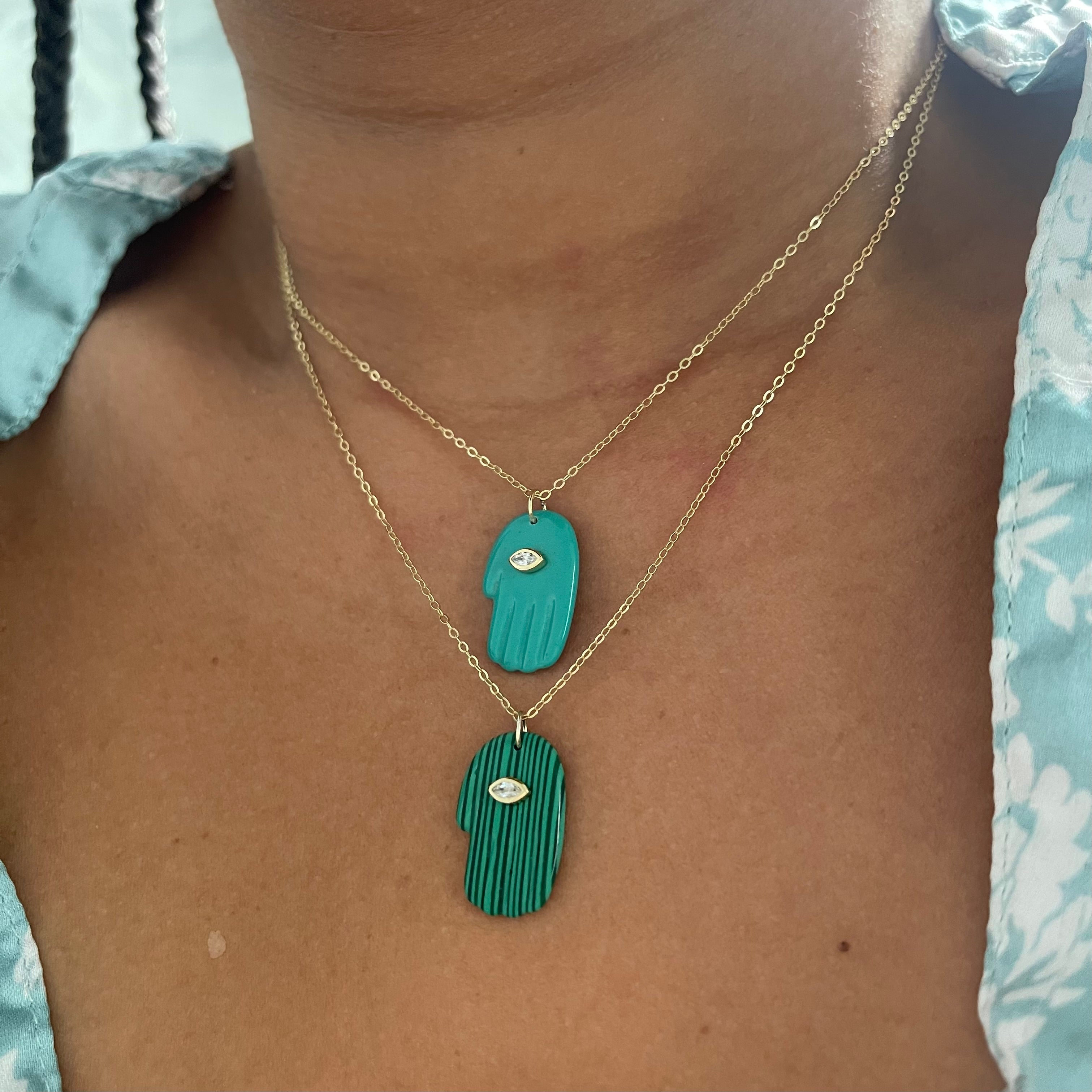 Diamond Eye Hamsa Hand Necklace