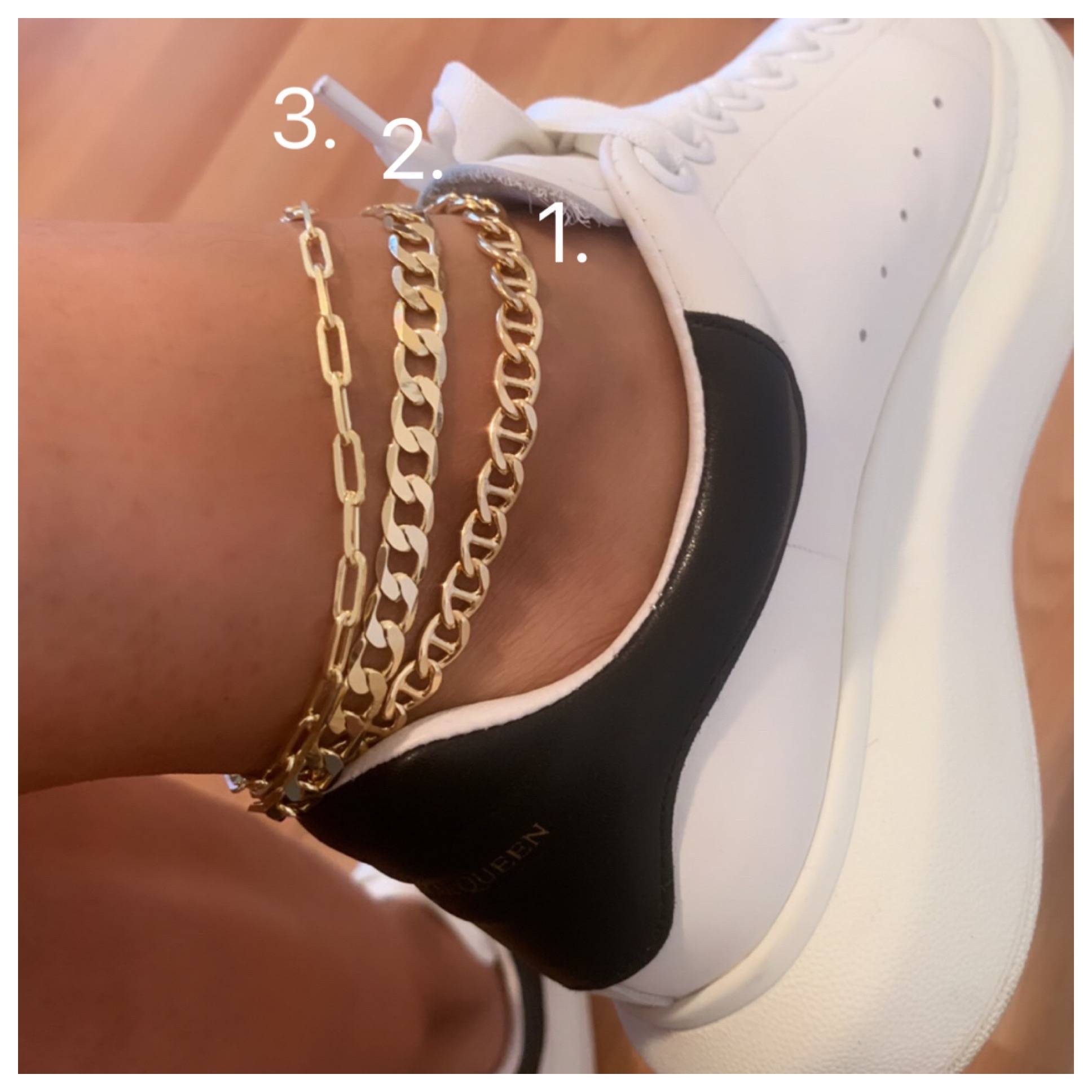 Box Link Cuban Puffy Anklets