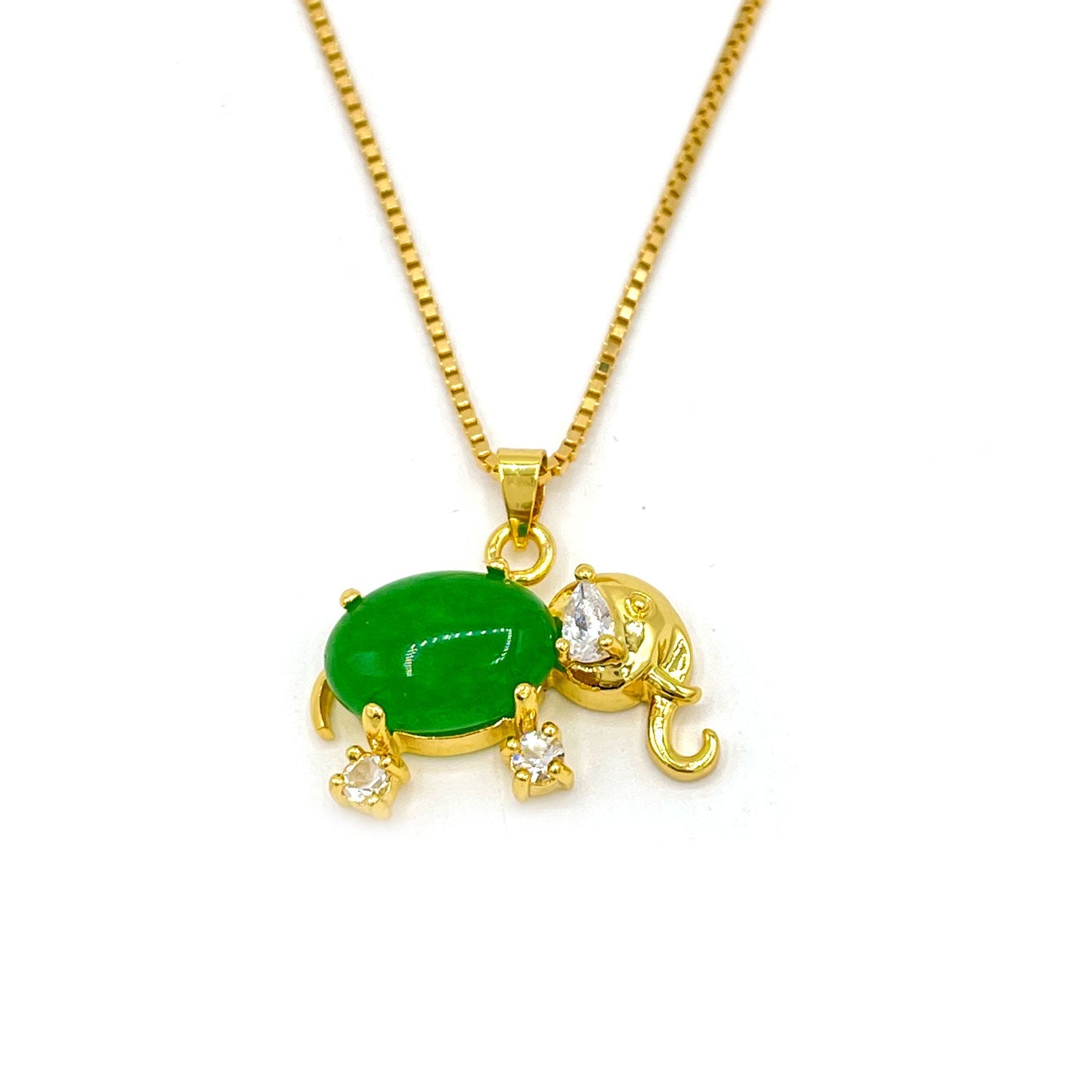 Studded Elephant Jade Pendant