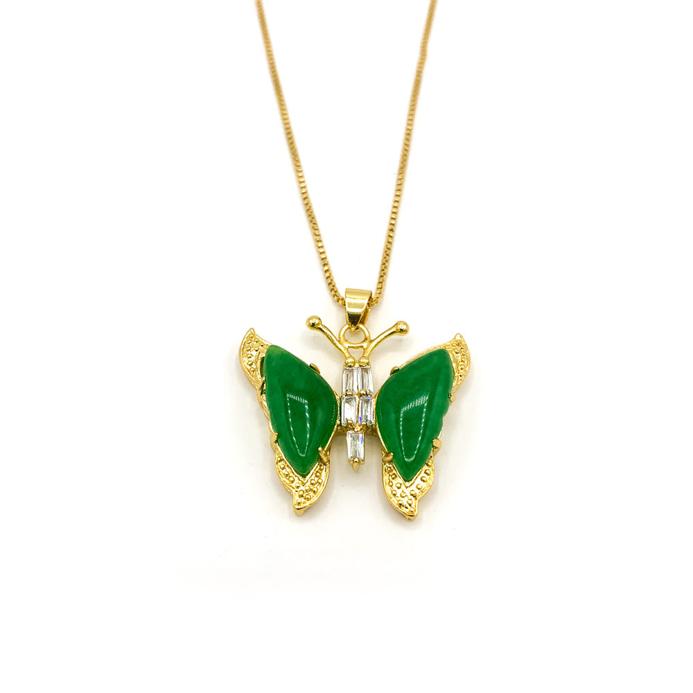 Tailed Jade Butterfly Necklace