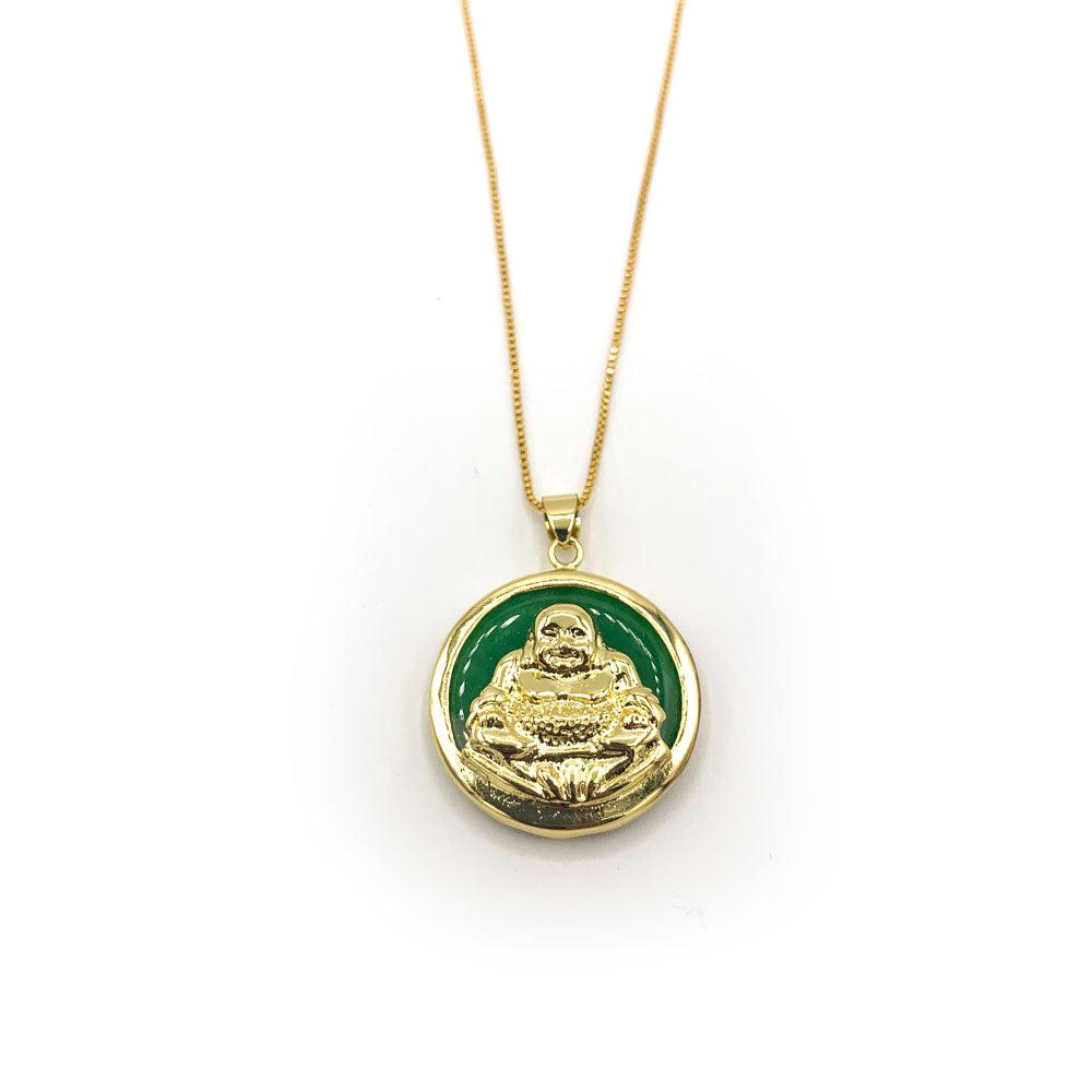 Buddah Jade Reversible Circle Necklace