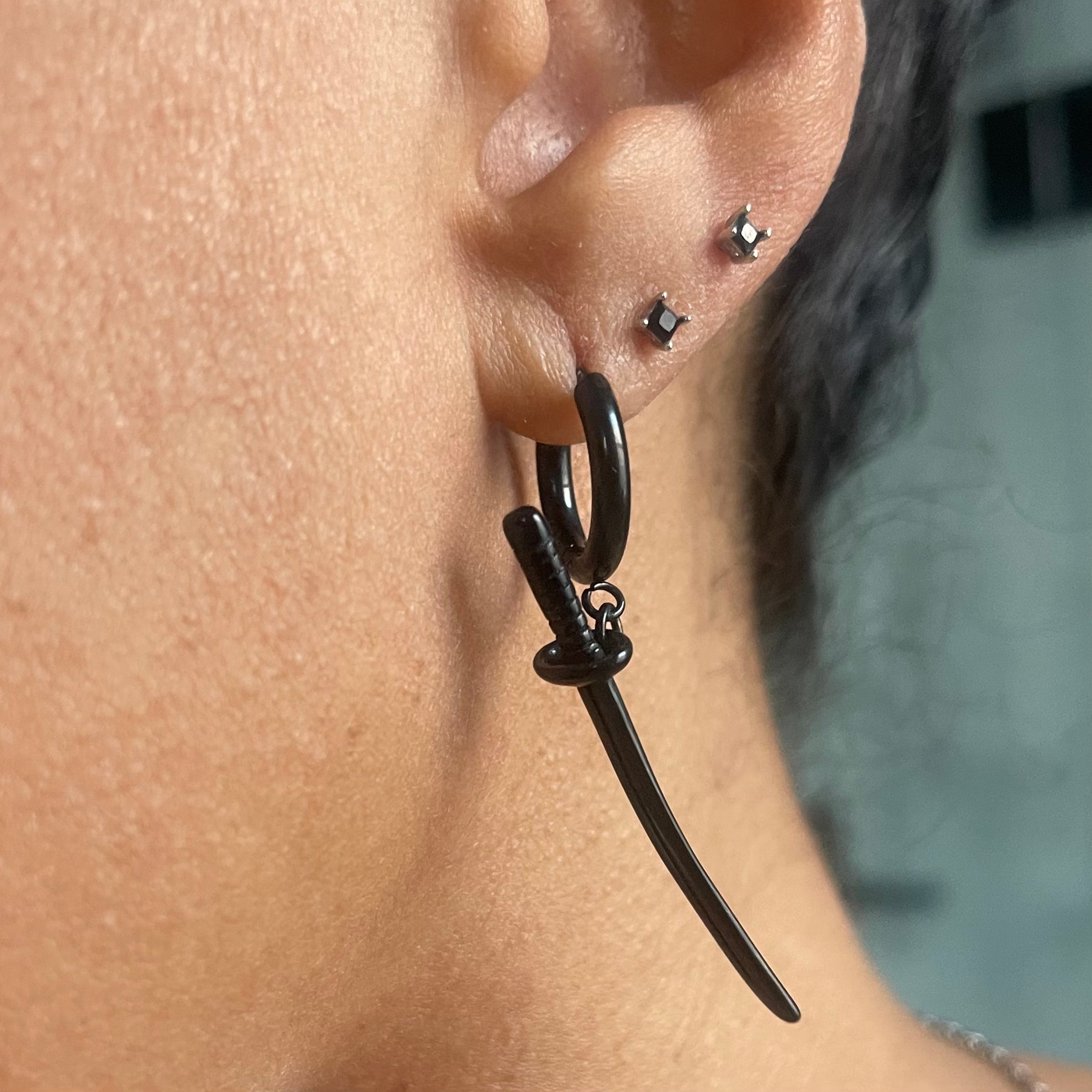 Live by The Sword Huggie Earrings